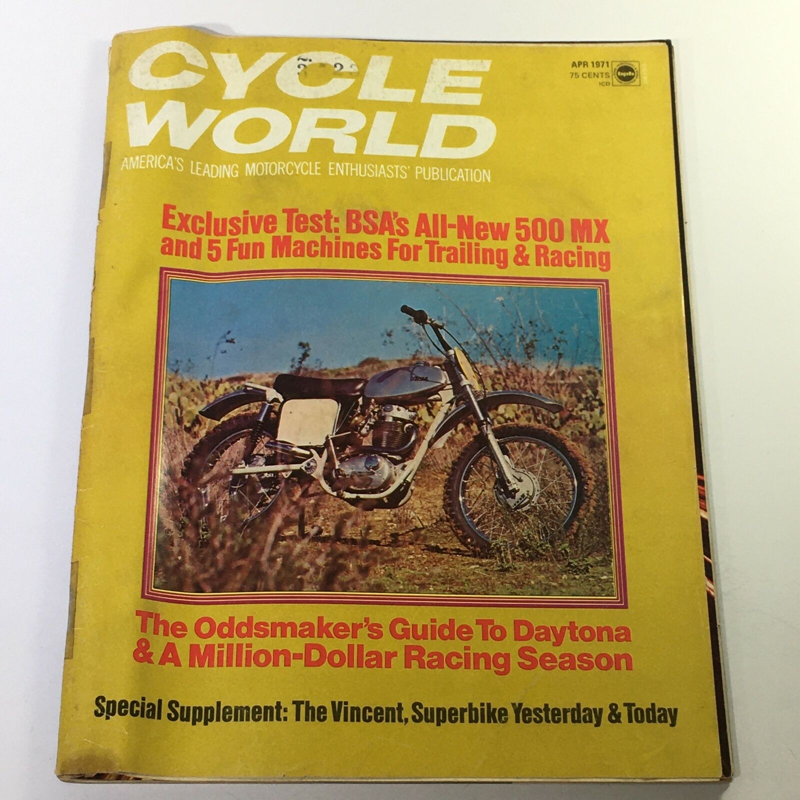 VTG Cycle World Magazine April 1971 - BSA 500 MX & Machine for Trailing & Racing