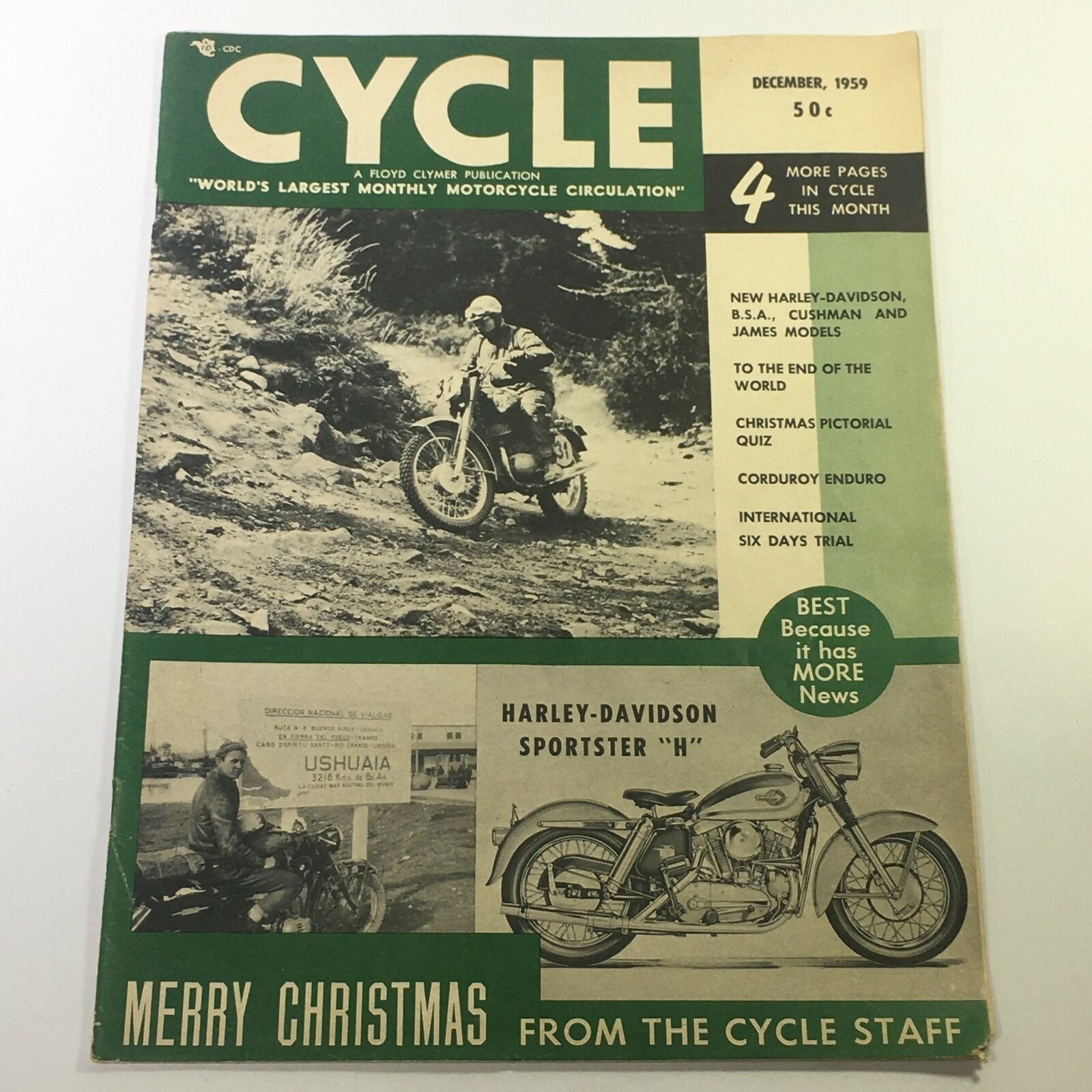 VTG Cycle Magazine December 1959 - New Harley-Davidson, Cushman & James Models