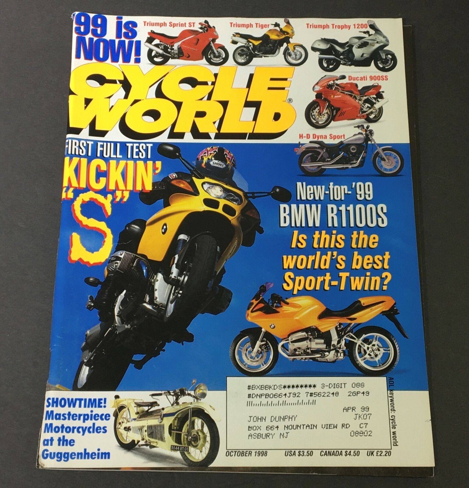 Cycle World Magazine October 1998 - Triumph Sprint ST, Tiger & Trophy 1200