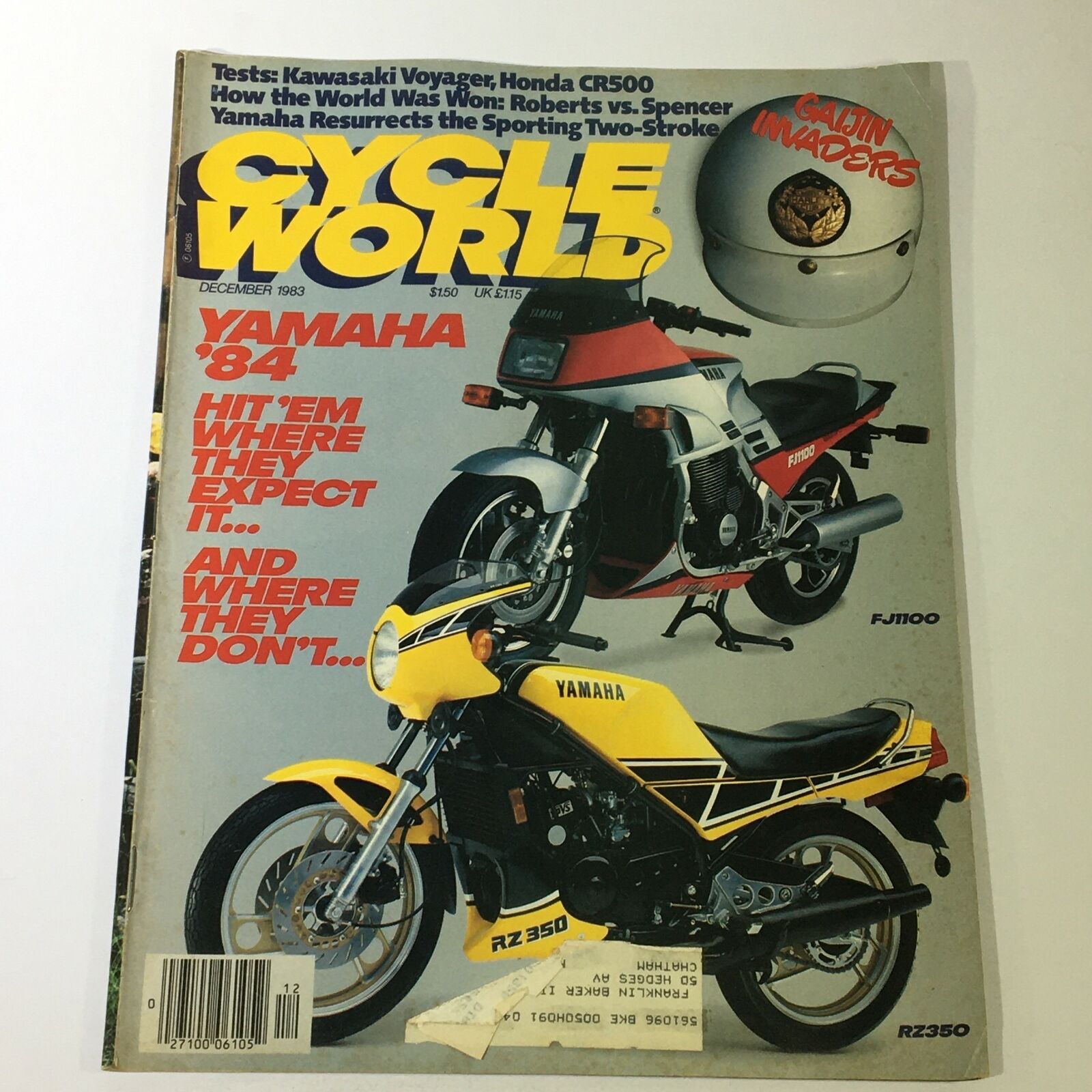 VTG Cycle World Magazine December 1983 - Kawasaki Voyager & Honda CR500