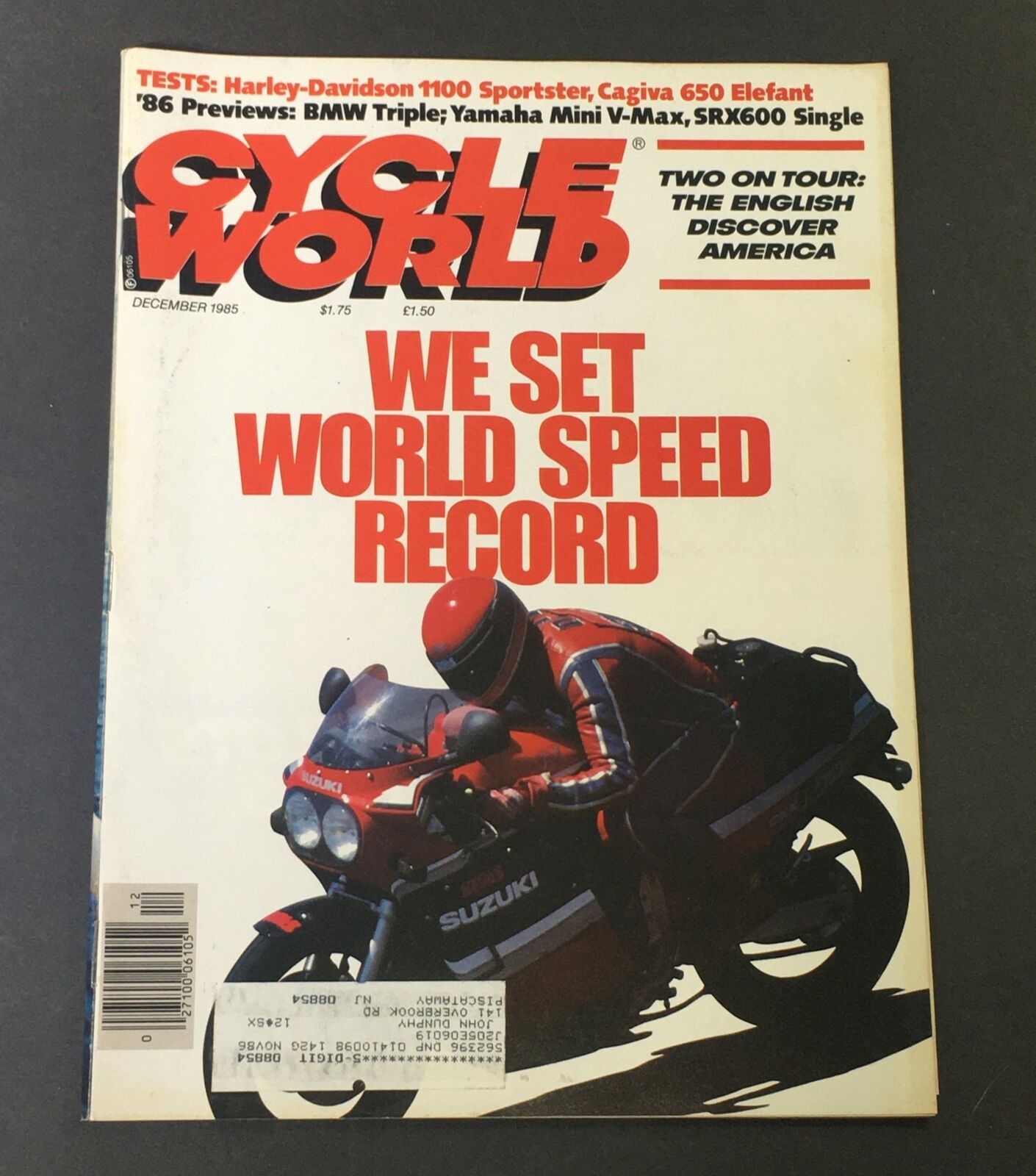 VTG Cycle World Magazine December 1985 - Harley-Davidson 1100 Sportster Test