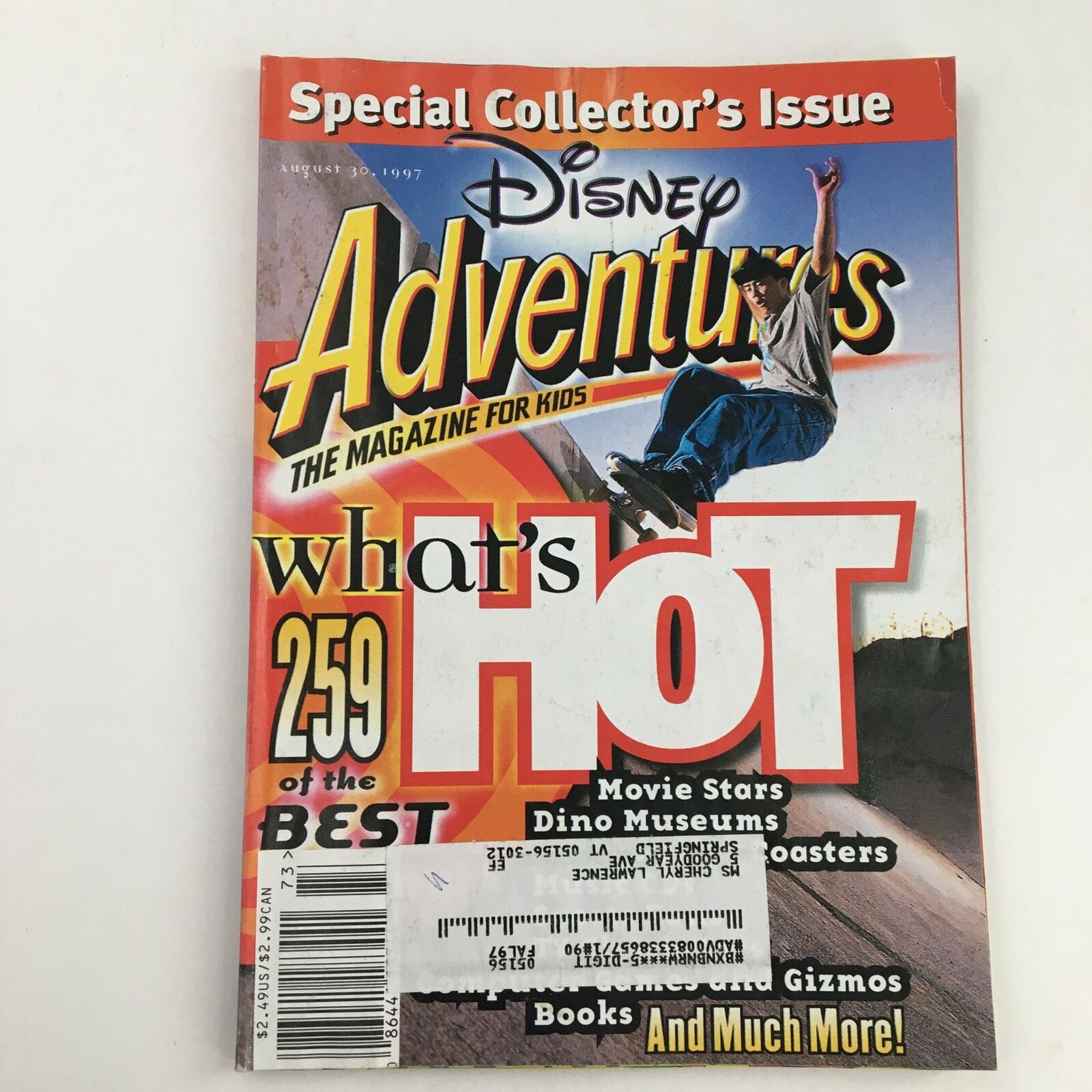 Disney Adventures Magazine August 30 1997 Dino Museum Roller Coaster, VG