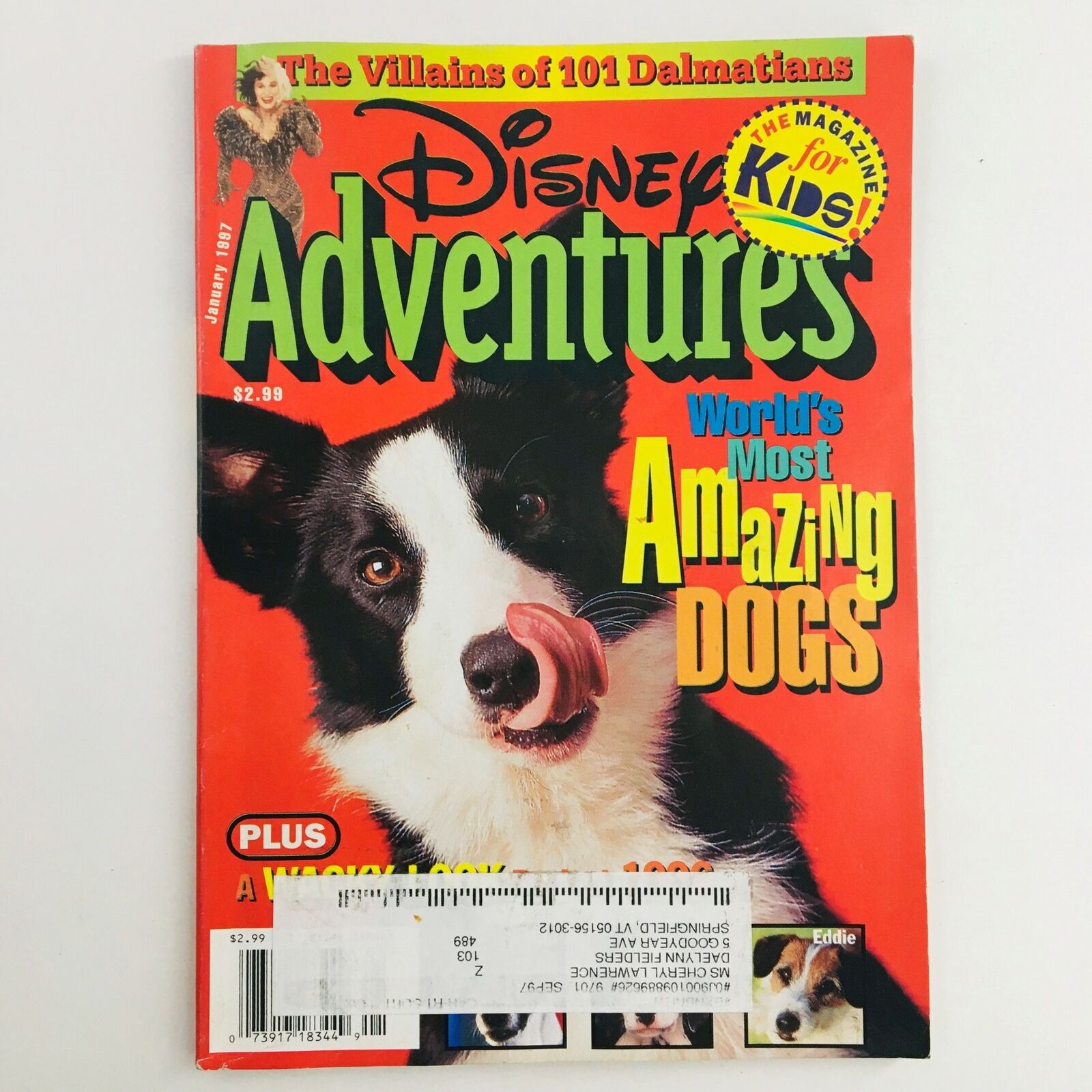 Disney Adventures Magazine January 1997 World's Most Amazing Dogs, VG