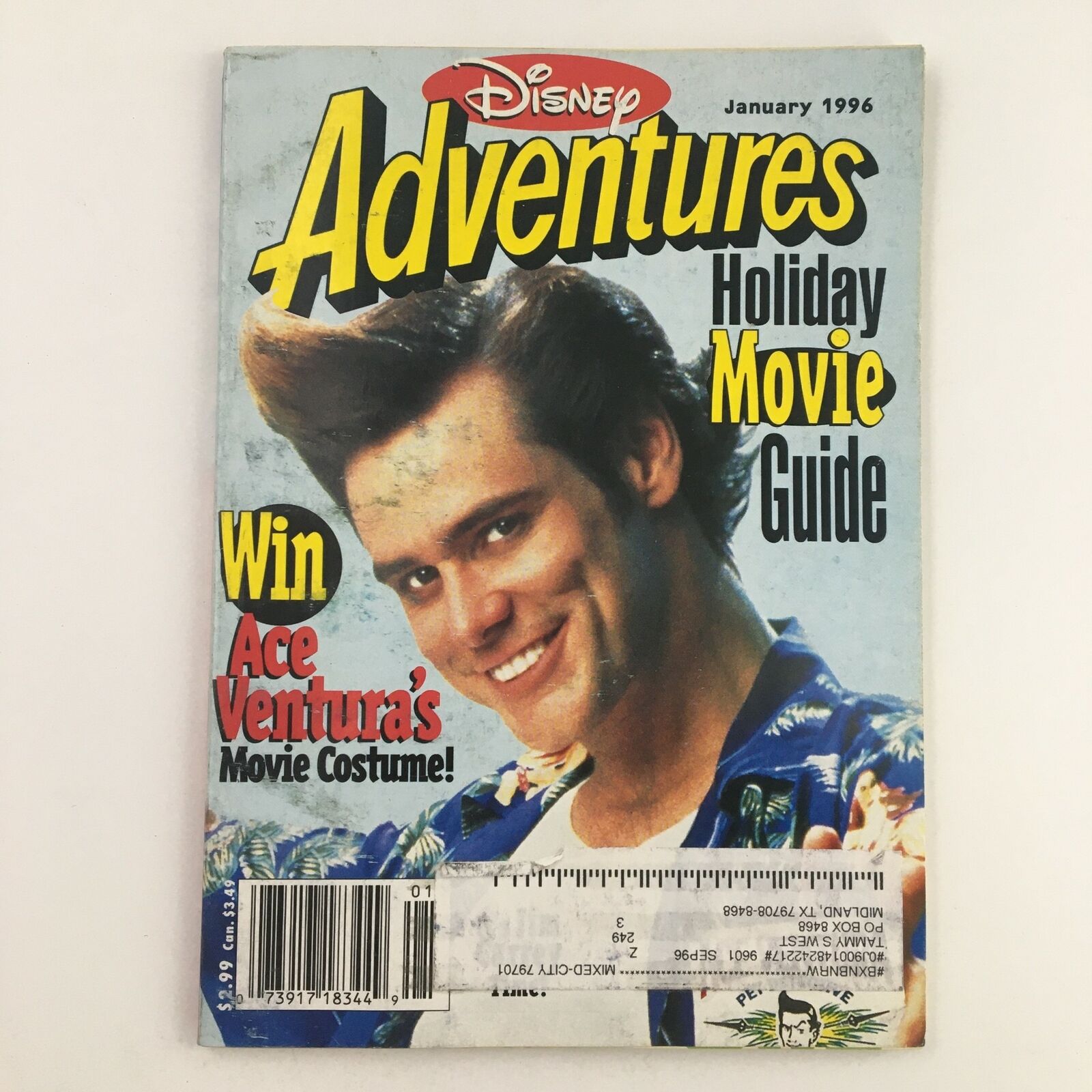 Disney Adventures Magazine January 1996 Jim Carrey is Ace Ventura Movie Costume