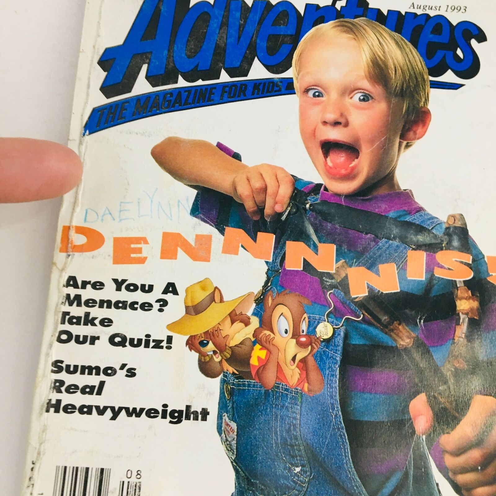 Disney Adventures Magazine August 1993 Dennis the Menace & Chip & Dale, No Label