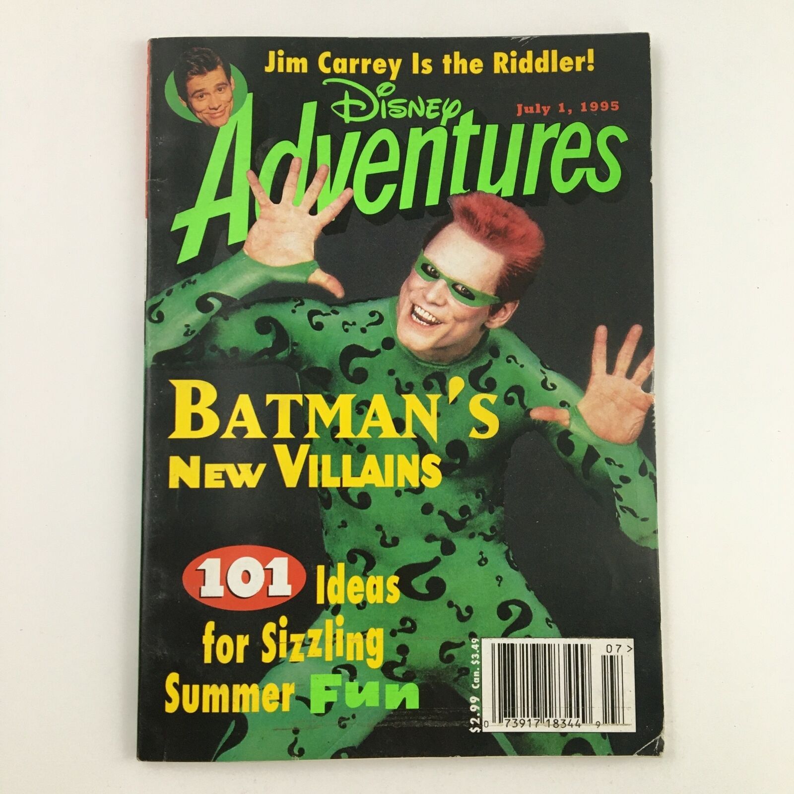 Disney Adventures Magazine July 1 1995 Jimmy Carrey as Batman Villain Riddle