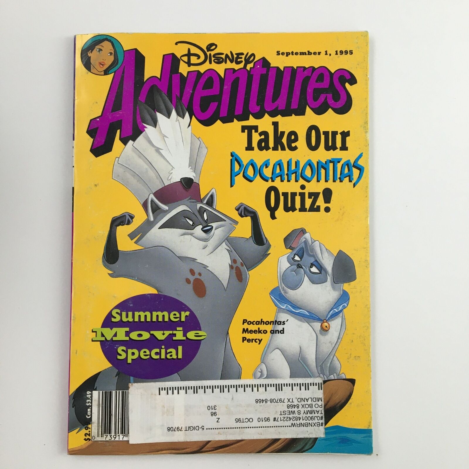 Disney Adventures Magazine September 1 1995 Pocahontas' Meeko and Percy