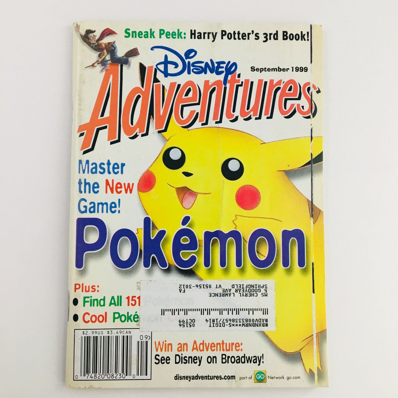 Disney Adventures Magazine September 1999 Pokémon & Harry Potter's 3rd Book