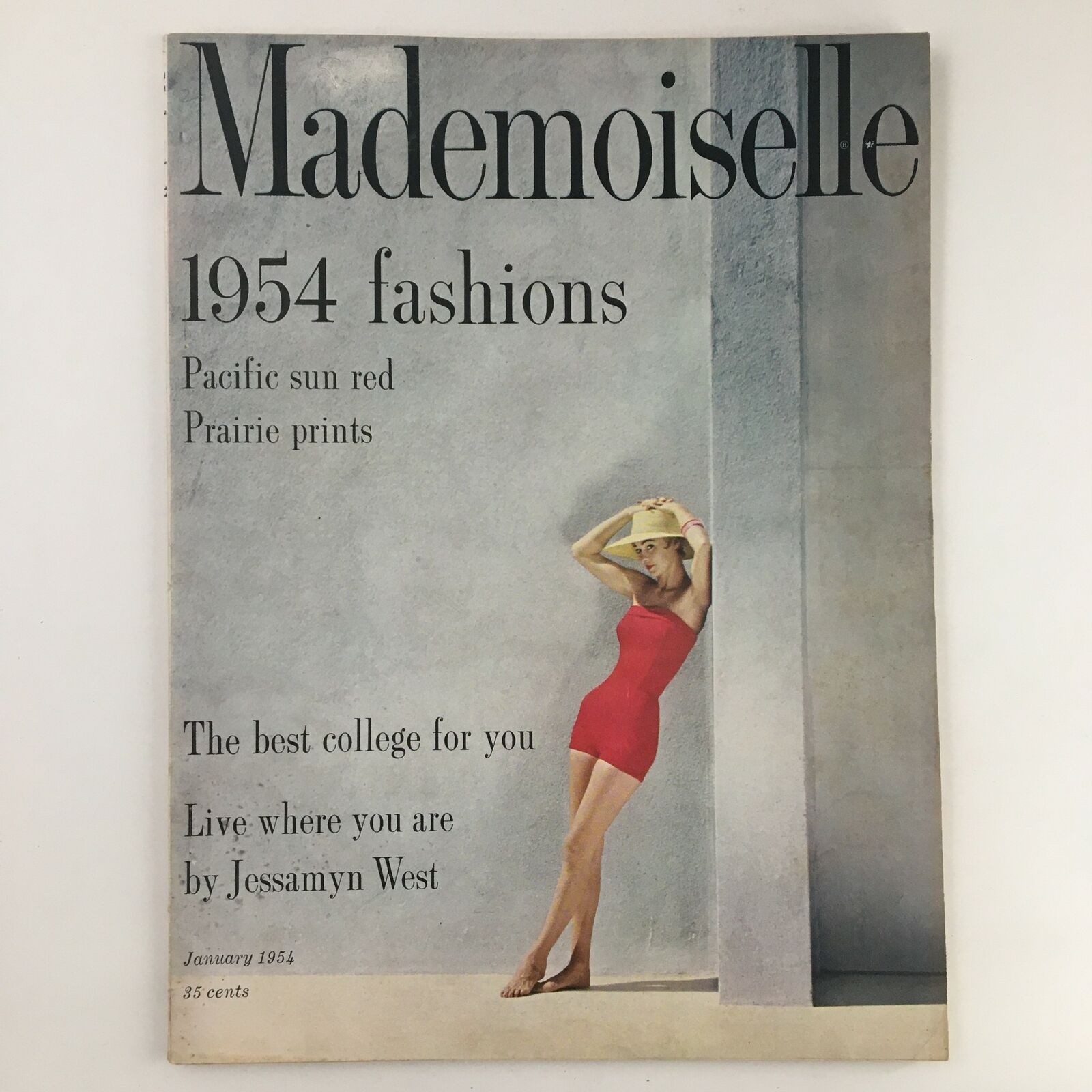 Mademoiselle Magazine January 1954 Pacific Sun Red Prairie Prints No Label