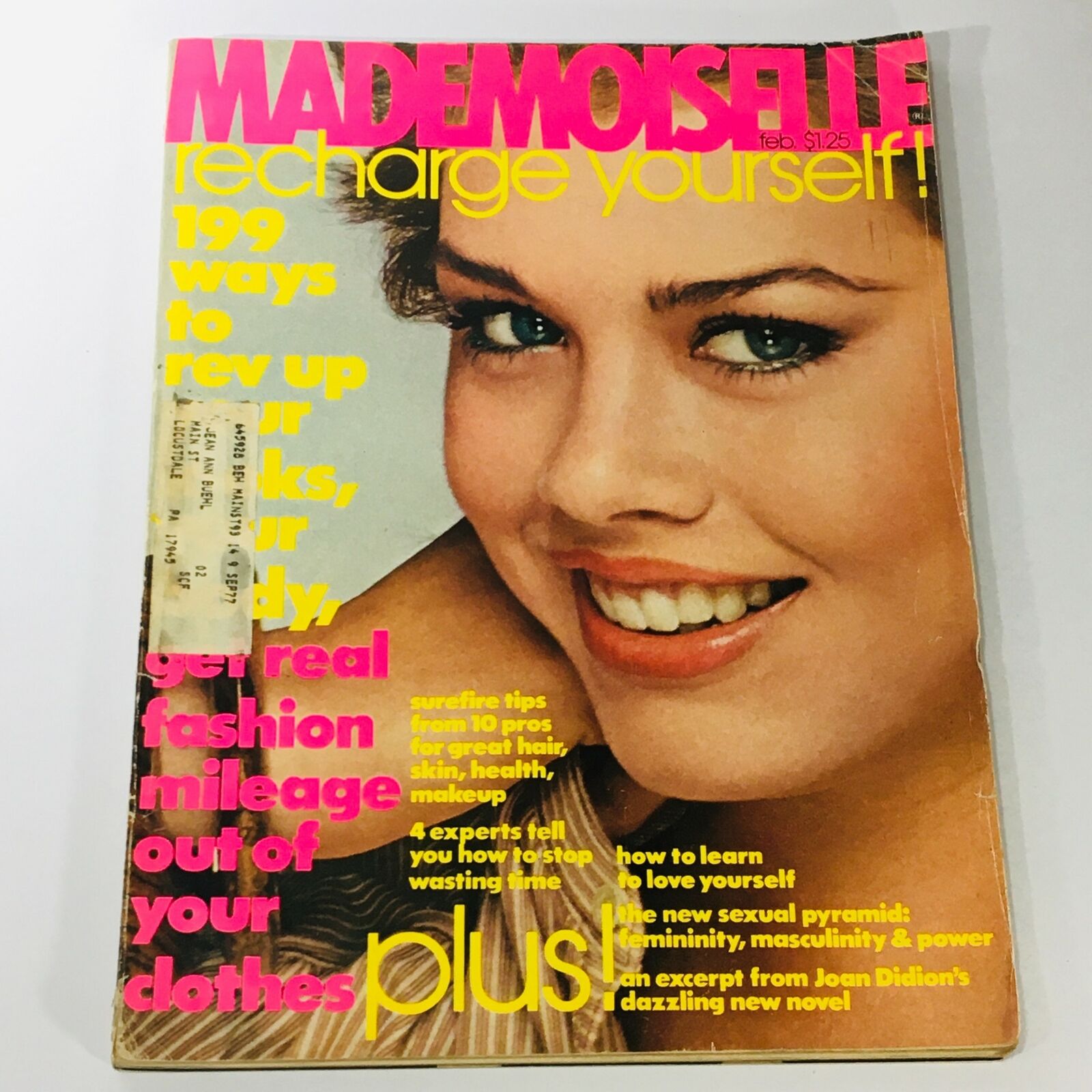 VTG Mademoiselle Magazine February 1977 Debbie Dickinson, Recharge Yourself