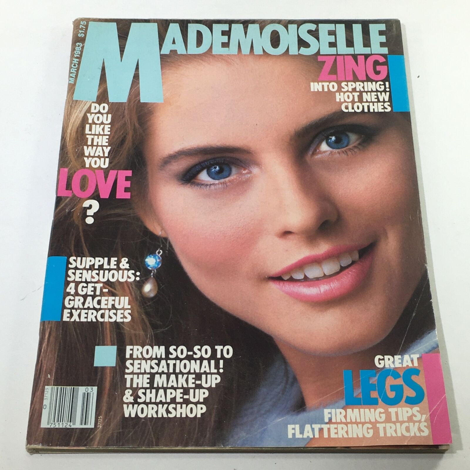 VTG Mademoiselle Magazine: March 1983 - Kim Alexis Cover - No Label/Newsstand