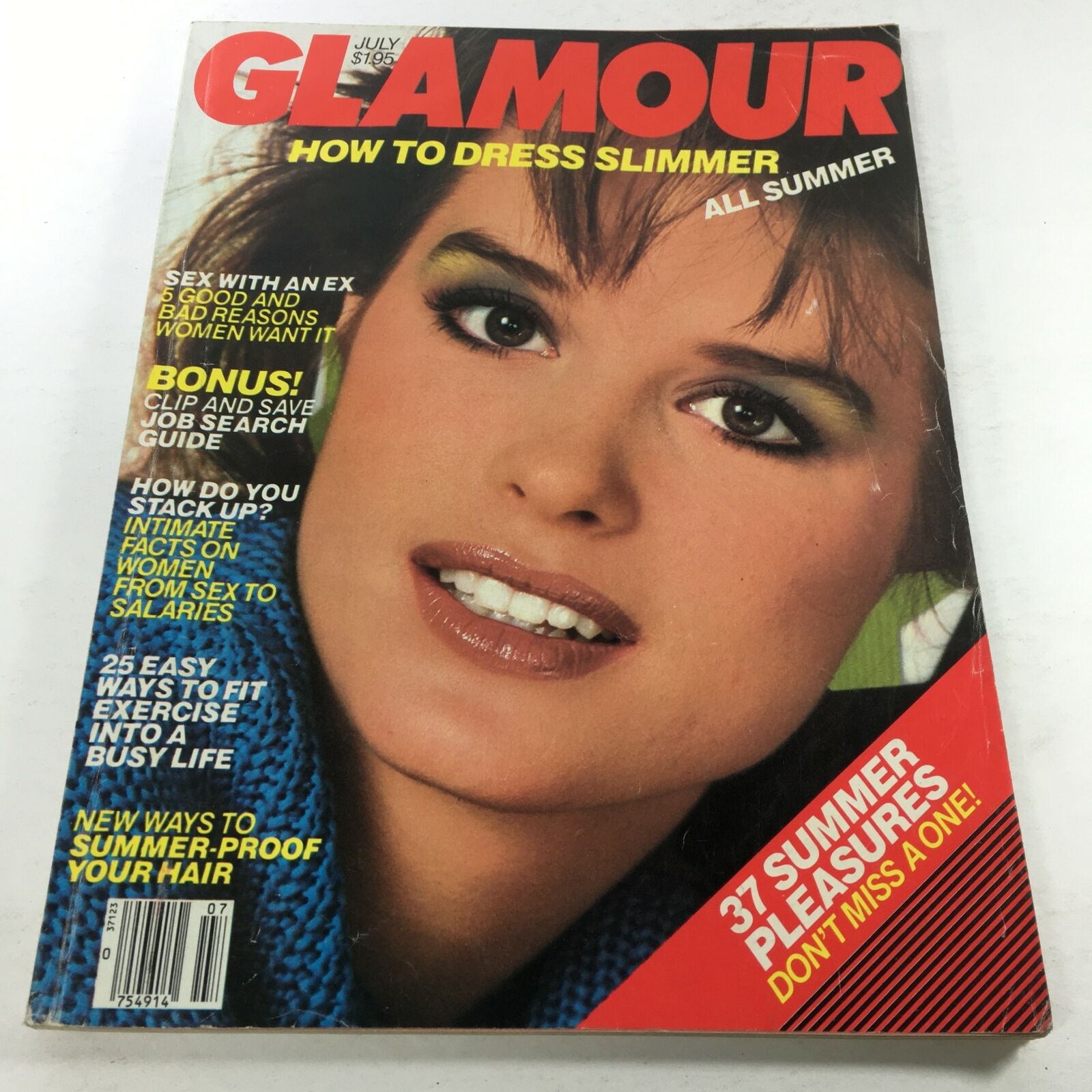 VTG Glamour Magazine: July 1984 - Cover No Model Jackie Adams Label/Newsstand