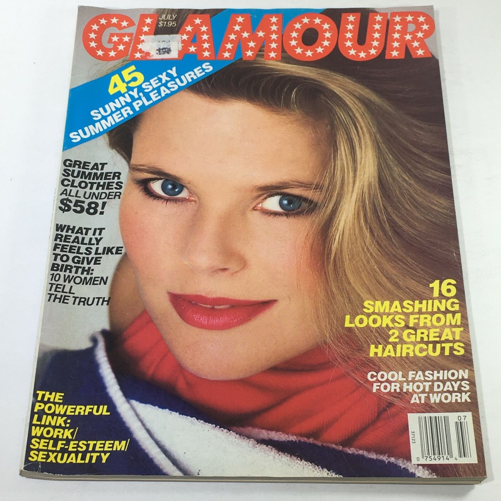 VTG Glamour Magazine: July 1986 - Christie Brinkley Cover No Label/Newsstand