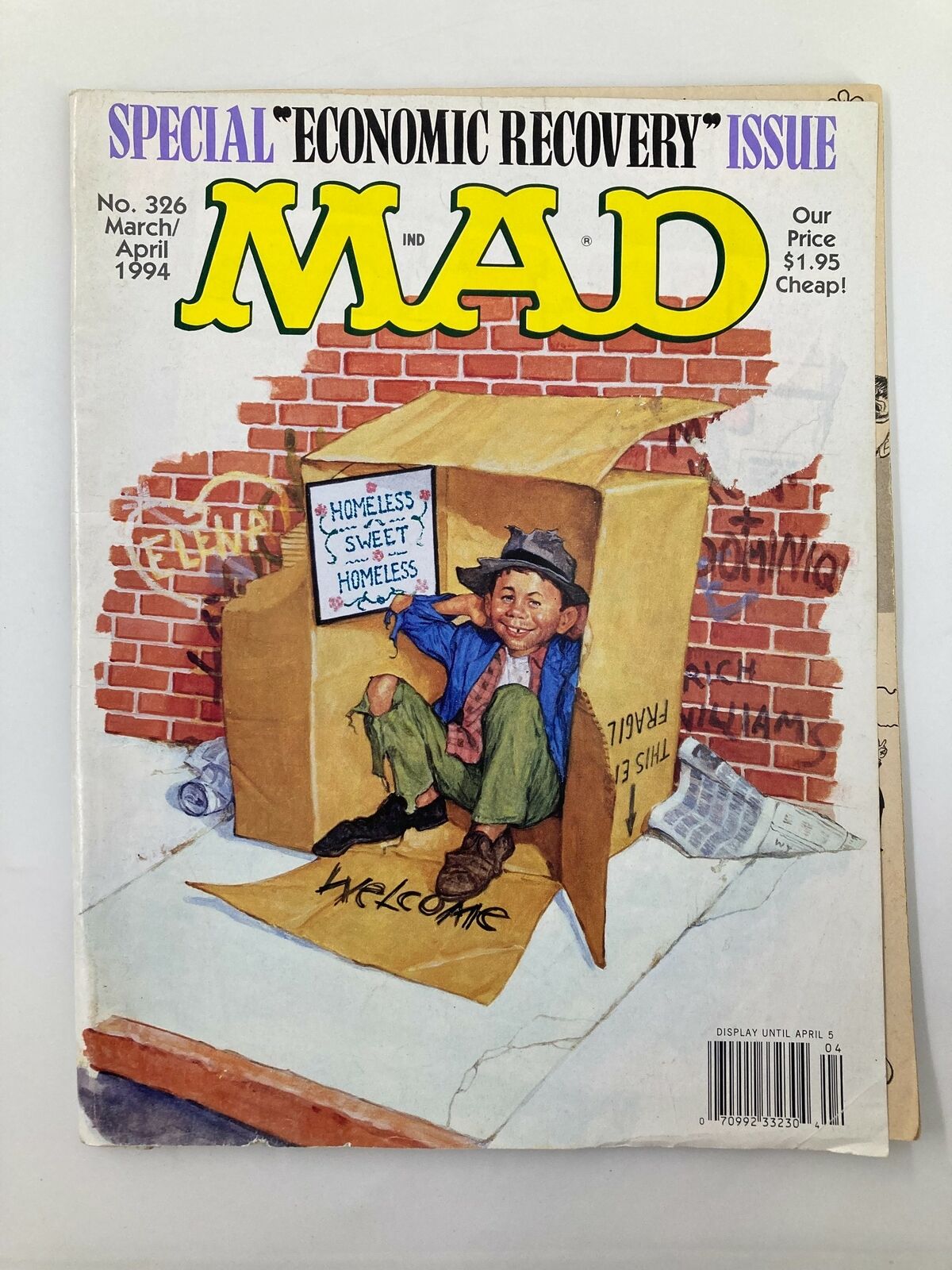 Mad Magazine March 1994 #326 Economic Review Neuman as Homeless VG Very Good 4.0