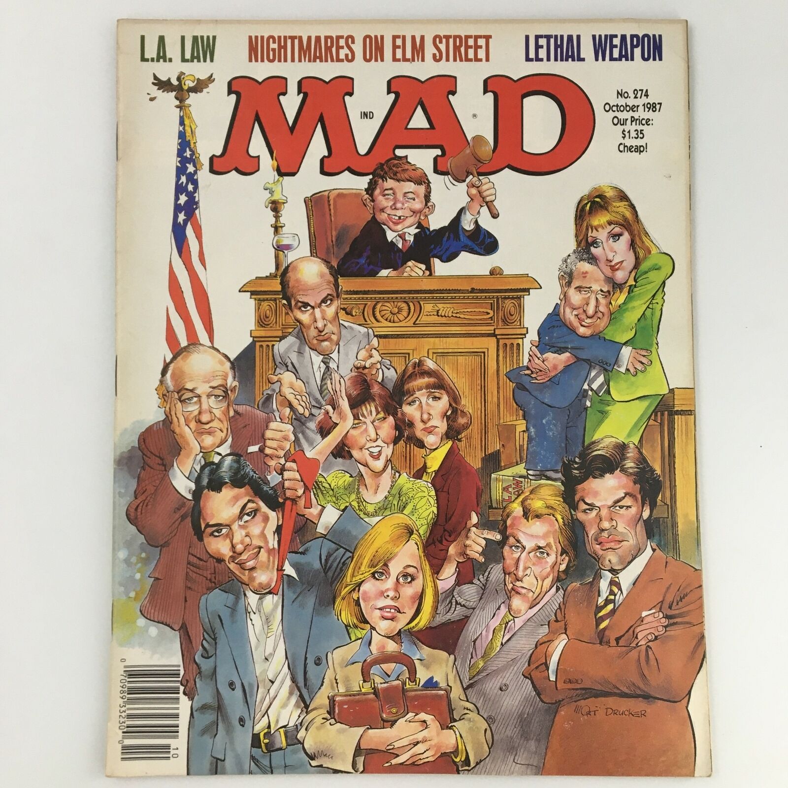 Mad Magazine October 1987 #274 L.A. Law, Nightmares on Elm Street, Newsstand