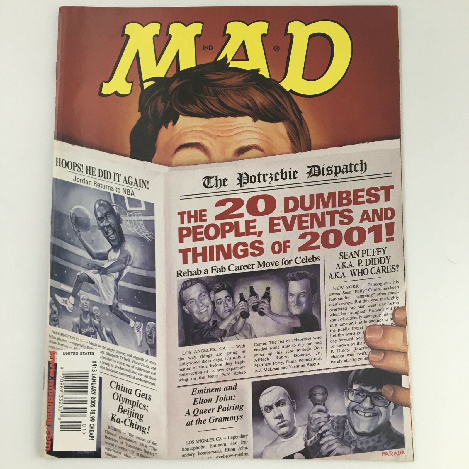 Mad Magazine January 2002 #413 Eminem and Elton John Feature, Newsstand