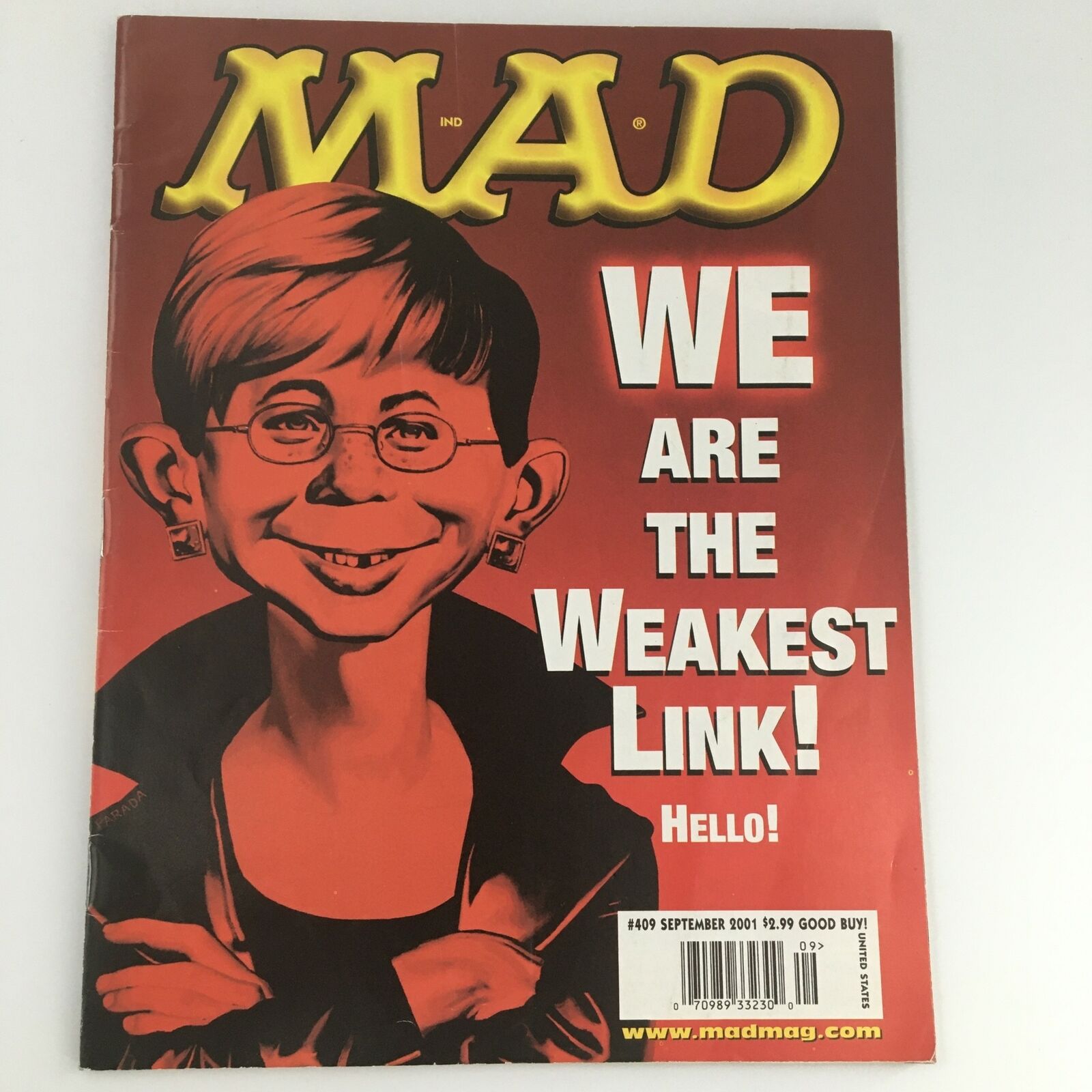 Mad Magazine September 2001 #409 The Weakest Link Parody Cover, Newsstand