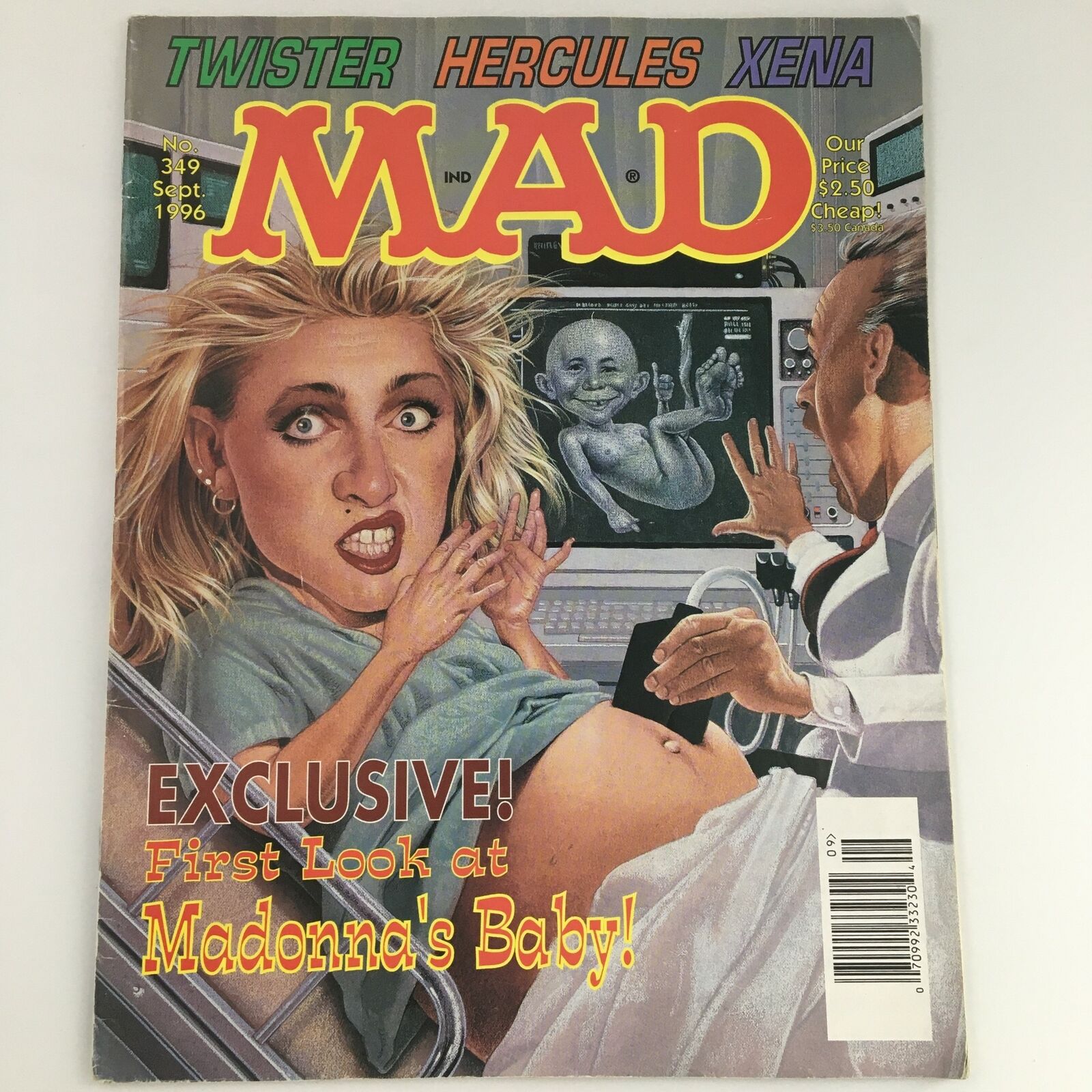 Mad Magazine September 1996 #349 Madonna's Baby Illustration Cover, Newsstand