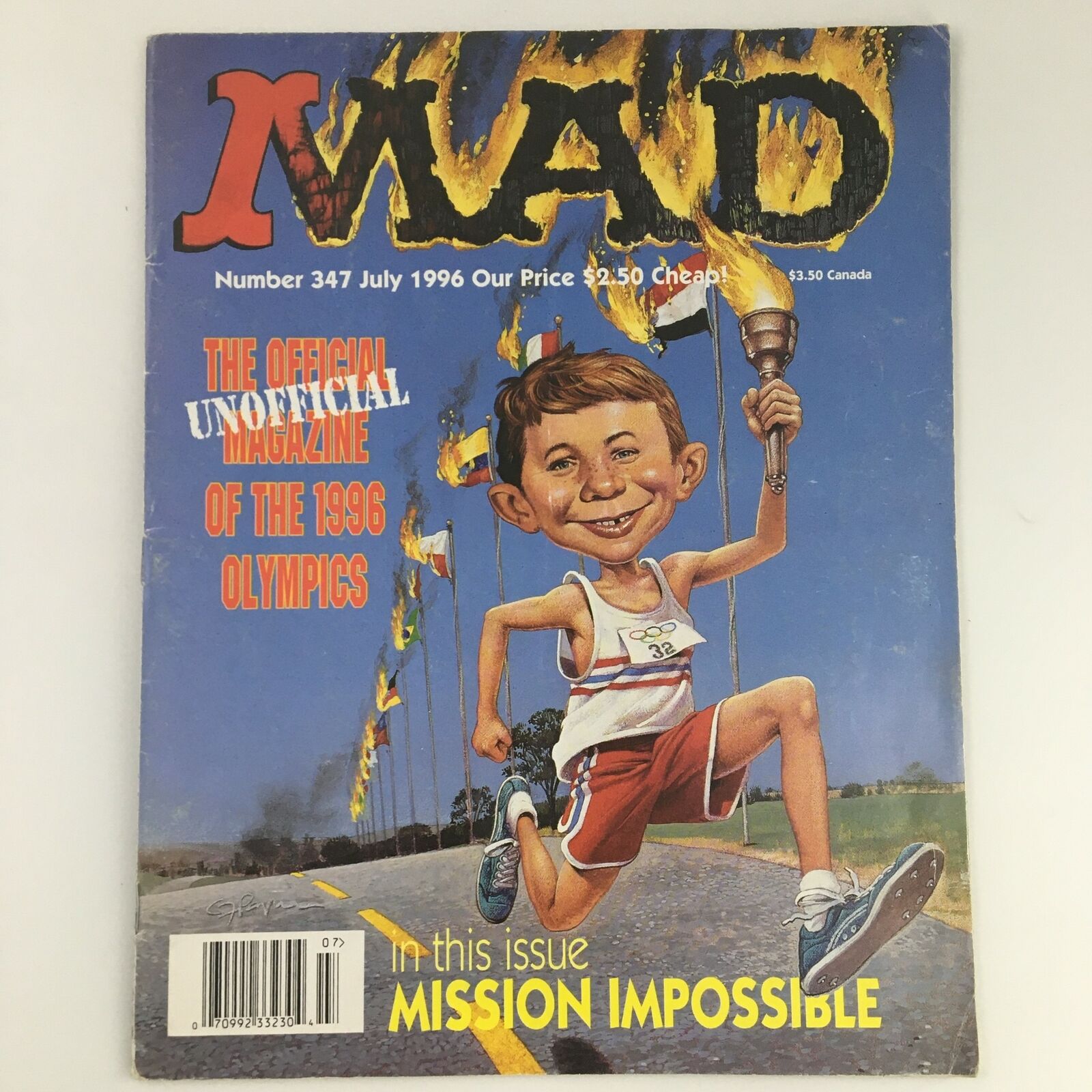 Mad Magazine July 1996 #347 The 1996 Olympics Parody Illustration, Newsstand