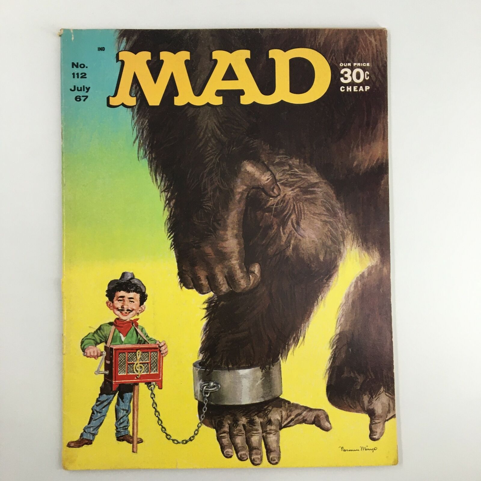 Mad Magazine July 1967 No. 112 Alfred as Organ Grinder Very Good VG 4.0