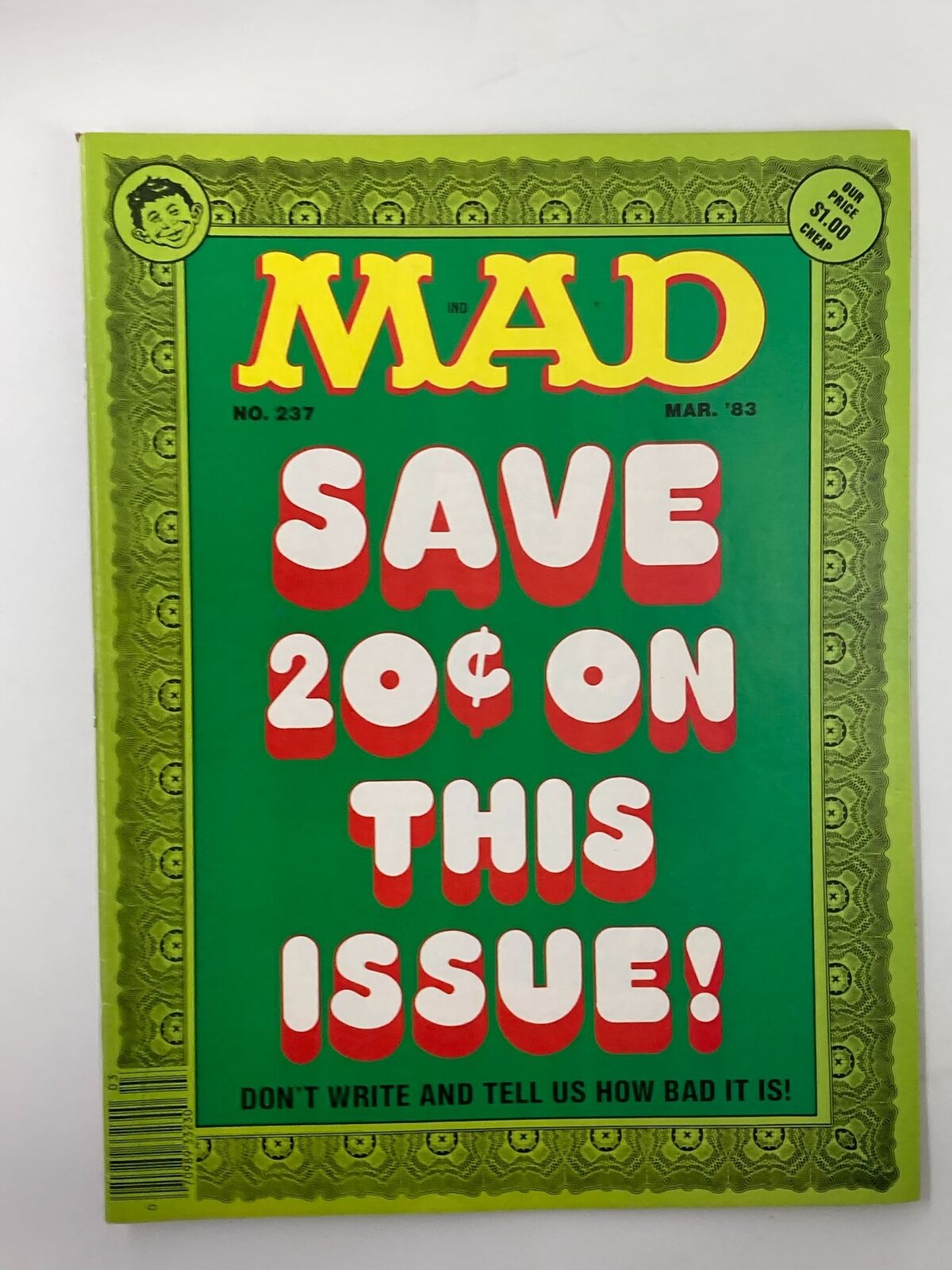 Mad Magazine March 1983 No. 237 Don't Write and Tell Us FN Fine 6.0 No Label