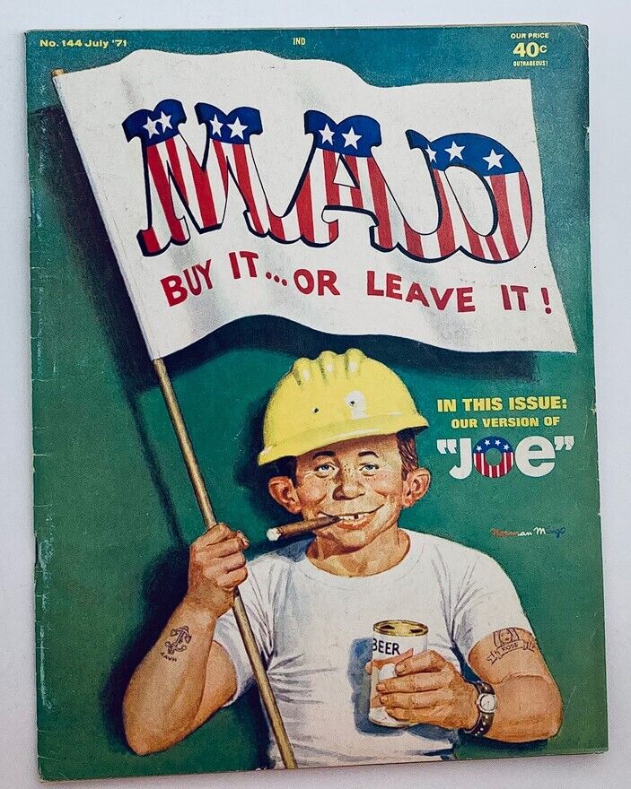 Mad Magazine July 1971 No. 144 Our Version of "Joe" 6.0 FN Fine No Label