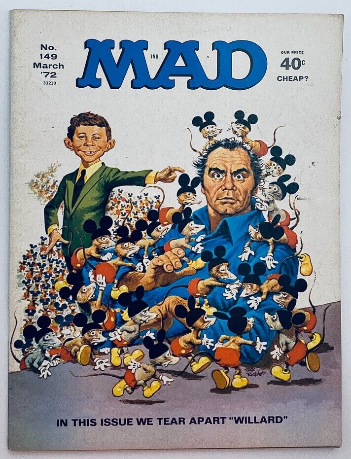 Mad Magazine March 1972 No. 149 We Tear Apart "Willard" 6.0 FN Fine No Label