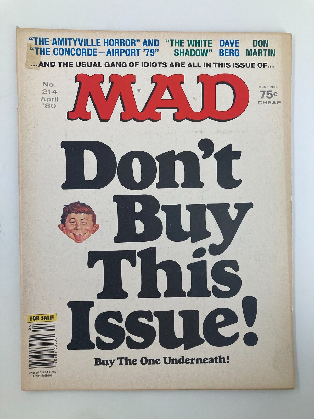 Mad Magazine April 1980 No. 214 Necromania Agent of Year Fine FN 6.0 No Label