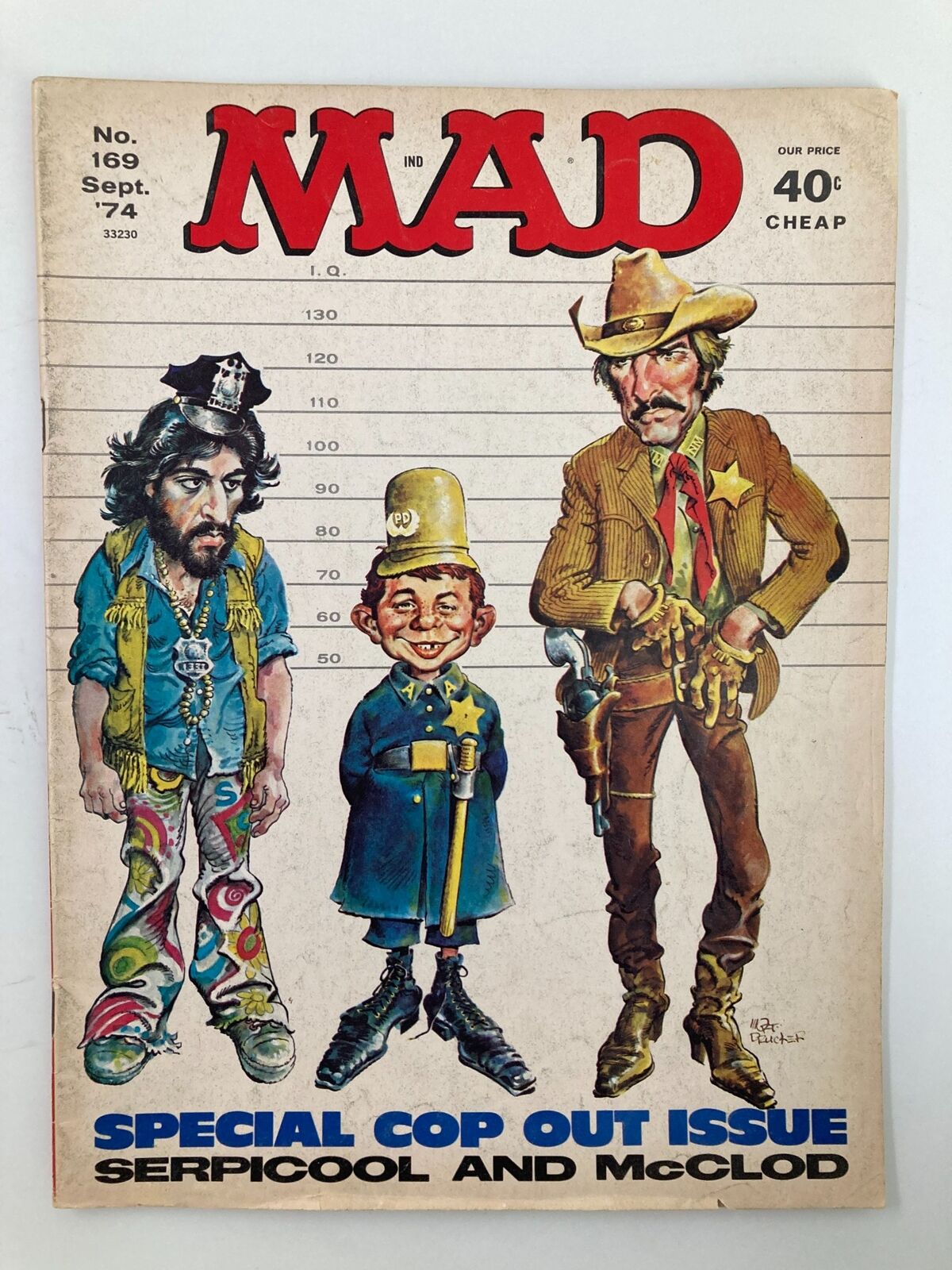 Mad Magazine September 1974 No. 169 Serpicool and McClod Fine FN 6.0 No Label