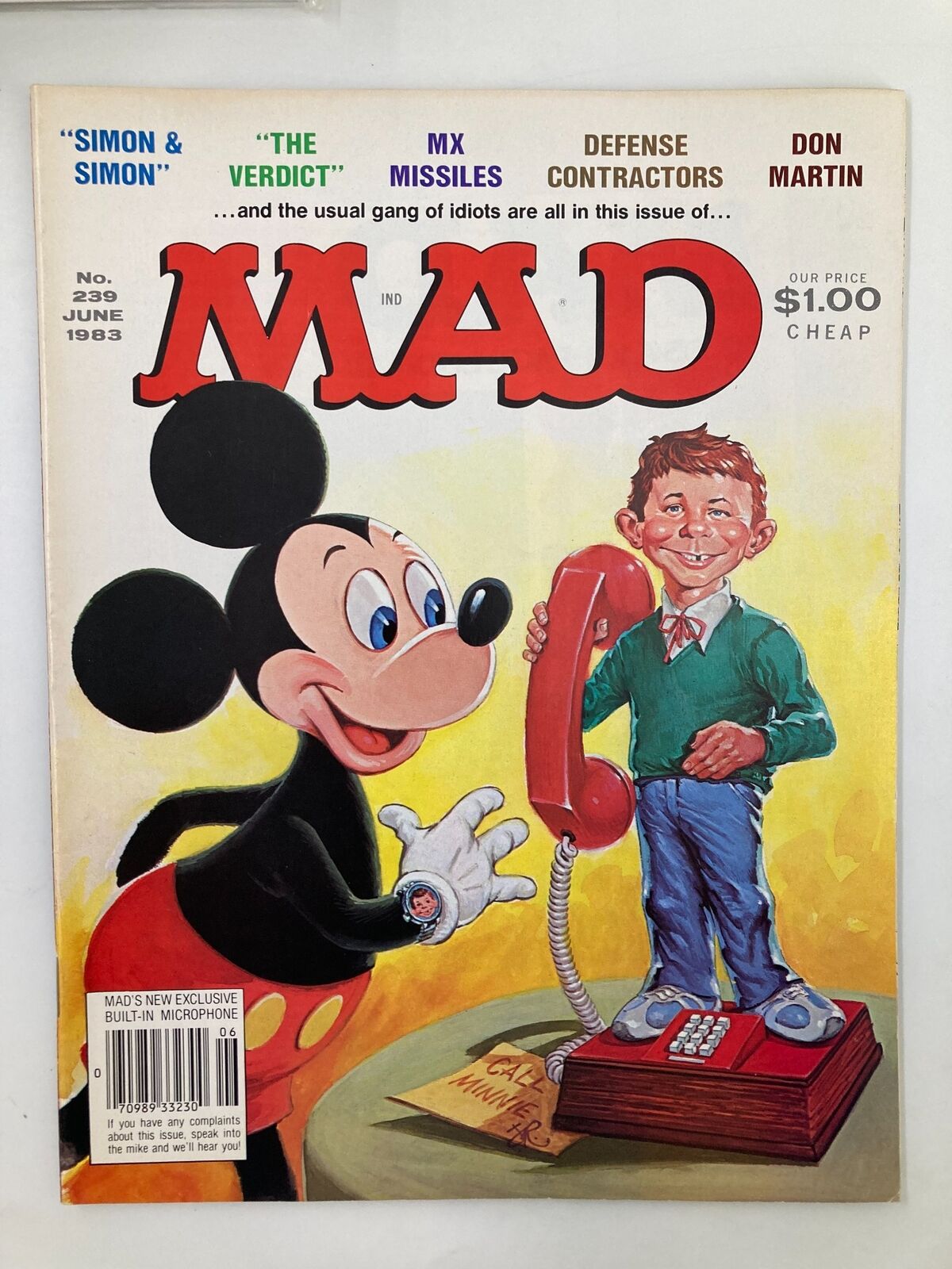 Mad Magazine June 1983 No. 239 Mickey Mouse and Alfred FN Fine 6.0 No Label