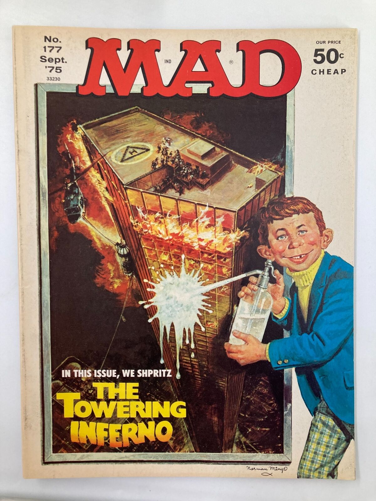 Mad Magazine September 1975 No. 177 The Towering Inferno FN Fine 6.0 No Label