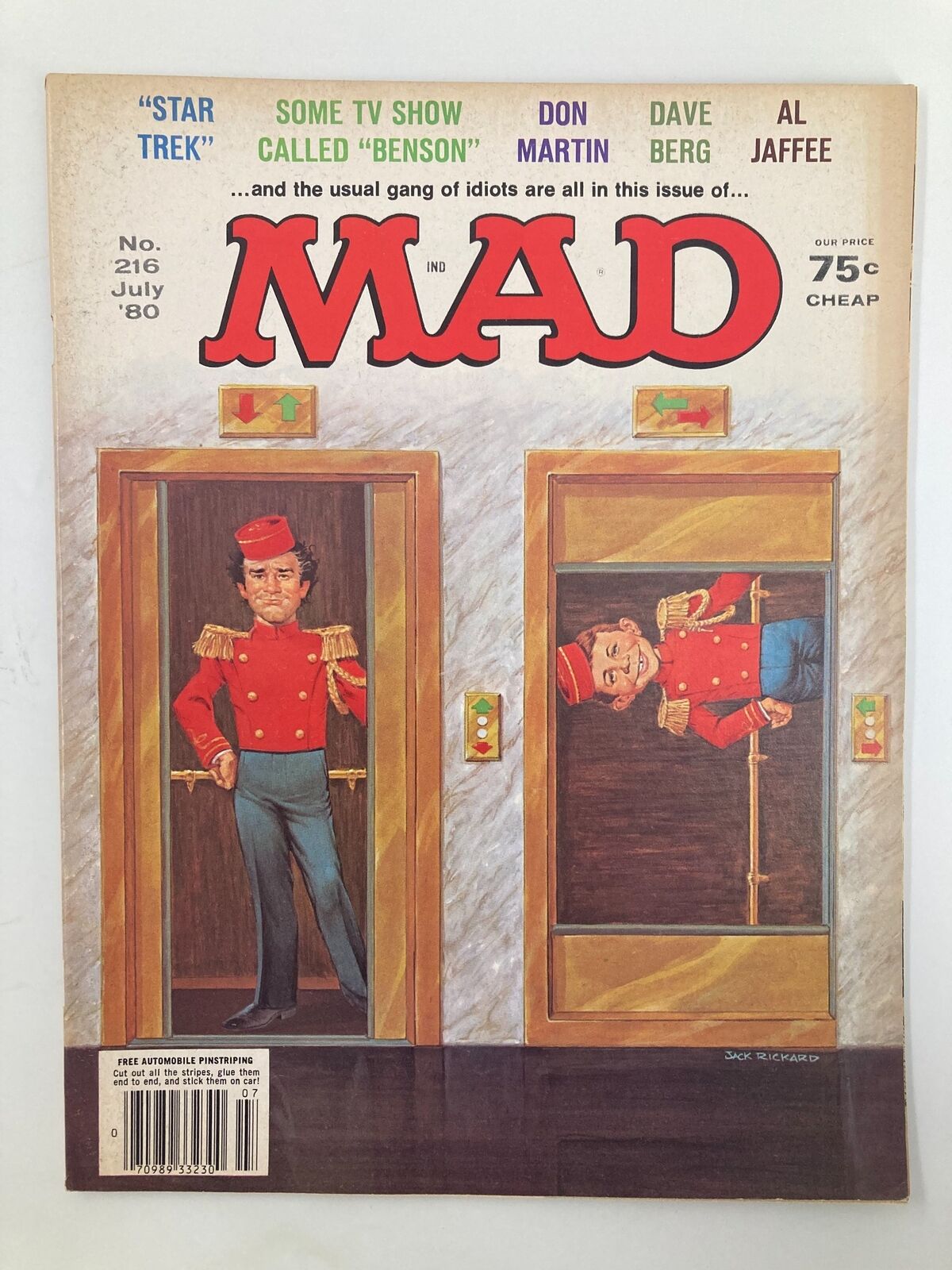 Mad Magazine July 1980 No. 216 TV-Show Called 'Benson' Fine FN 6.0 No Label