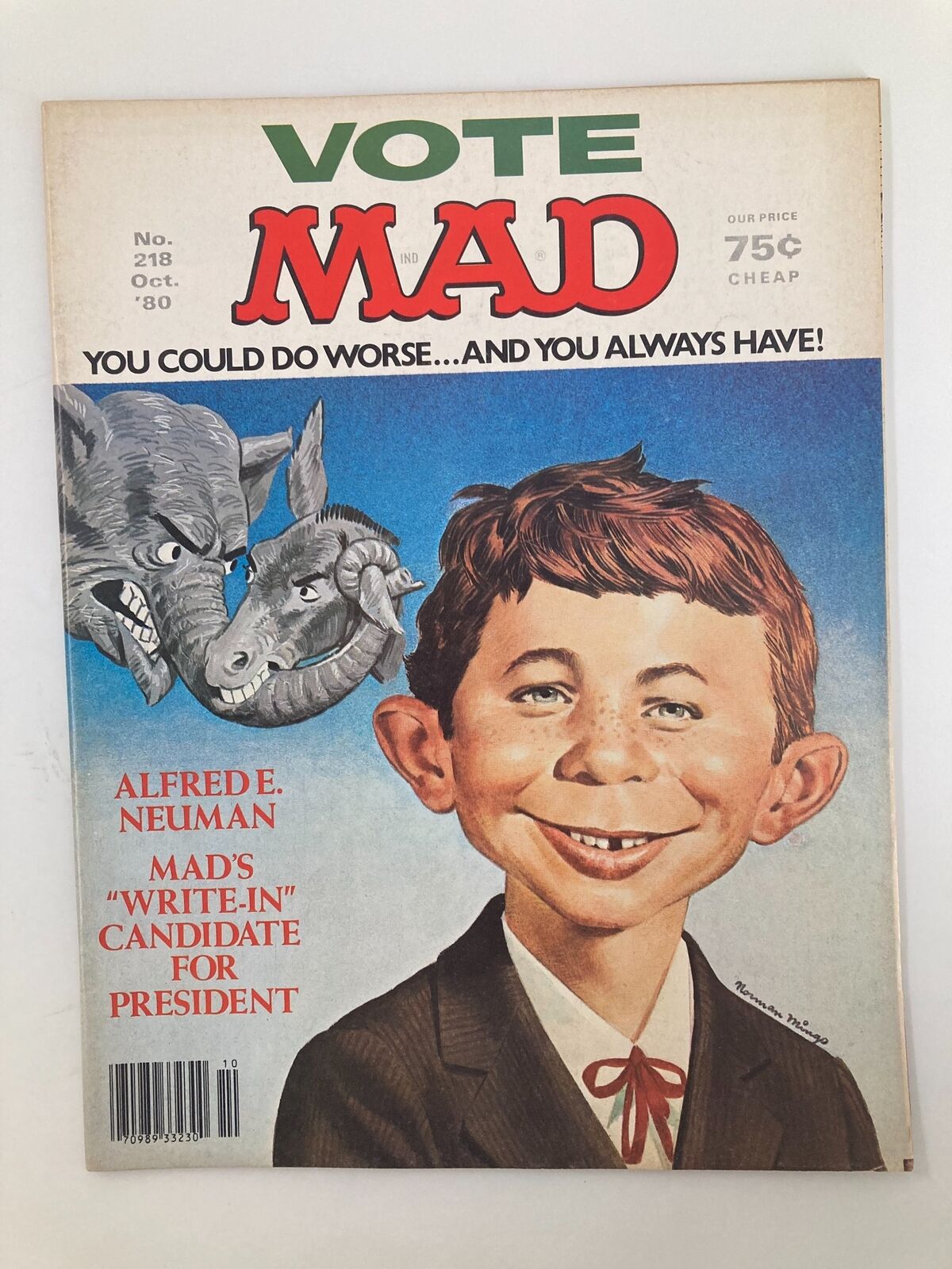 Mad Magazine October 1980 No. 218 Alfred for President Fine FN 6.0 No Label