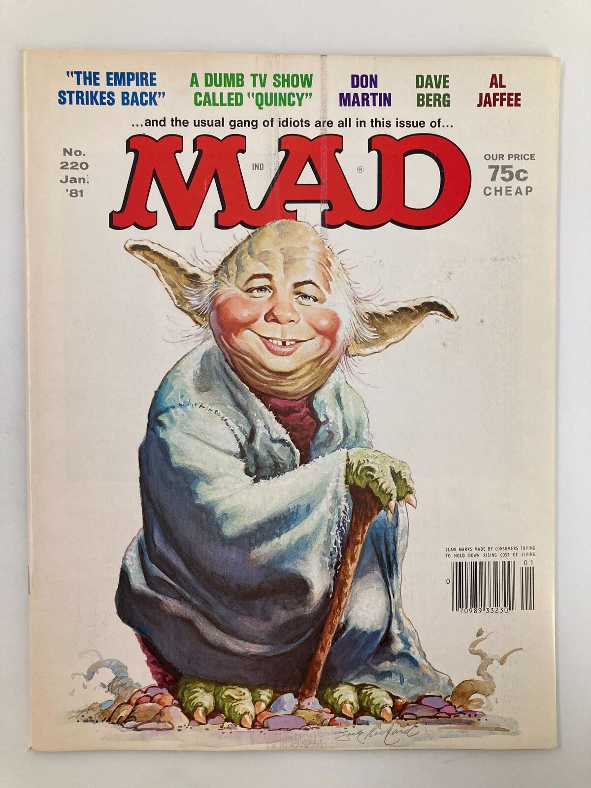 Mad Magazine January 1981 No. 220 Alfred Yoda VG Very Good 4.0 No Label