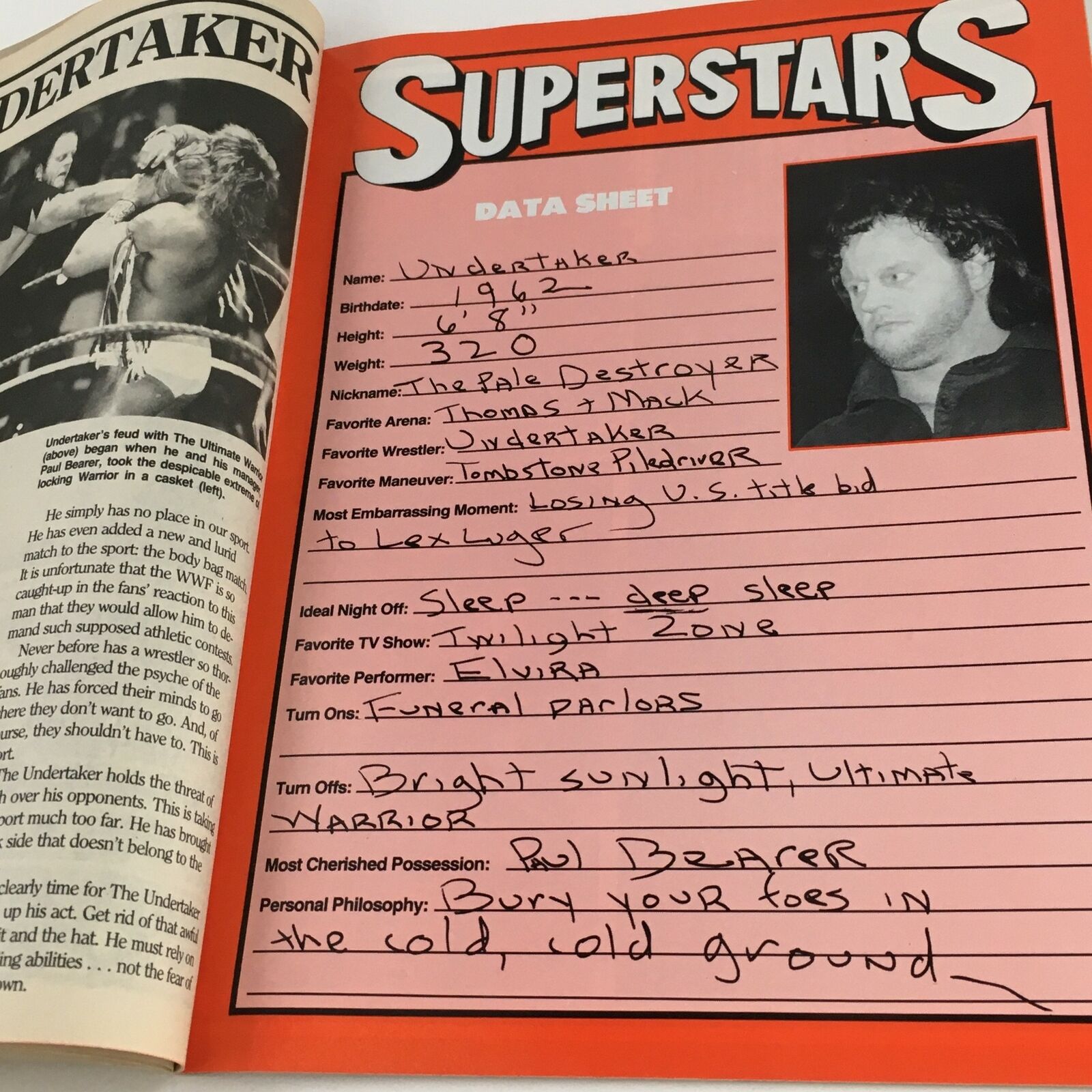 Wrestling Superstars Magazine October 1991 Andre The Giant, El Gigante, No Label