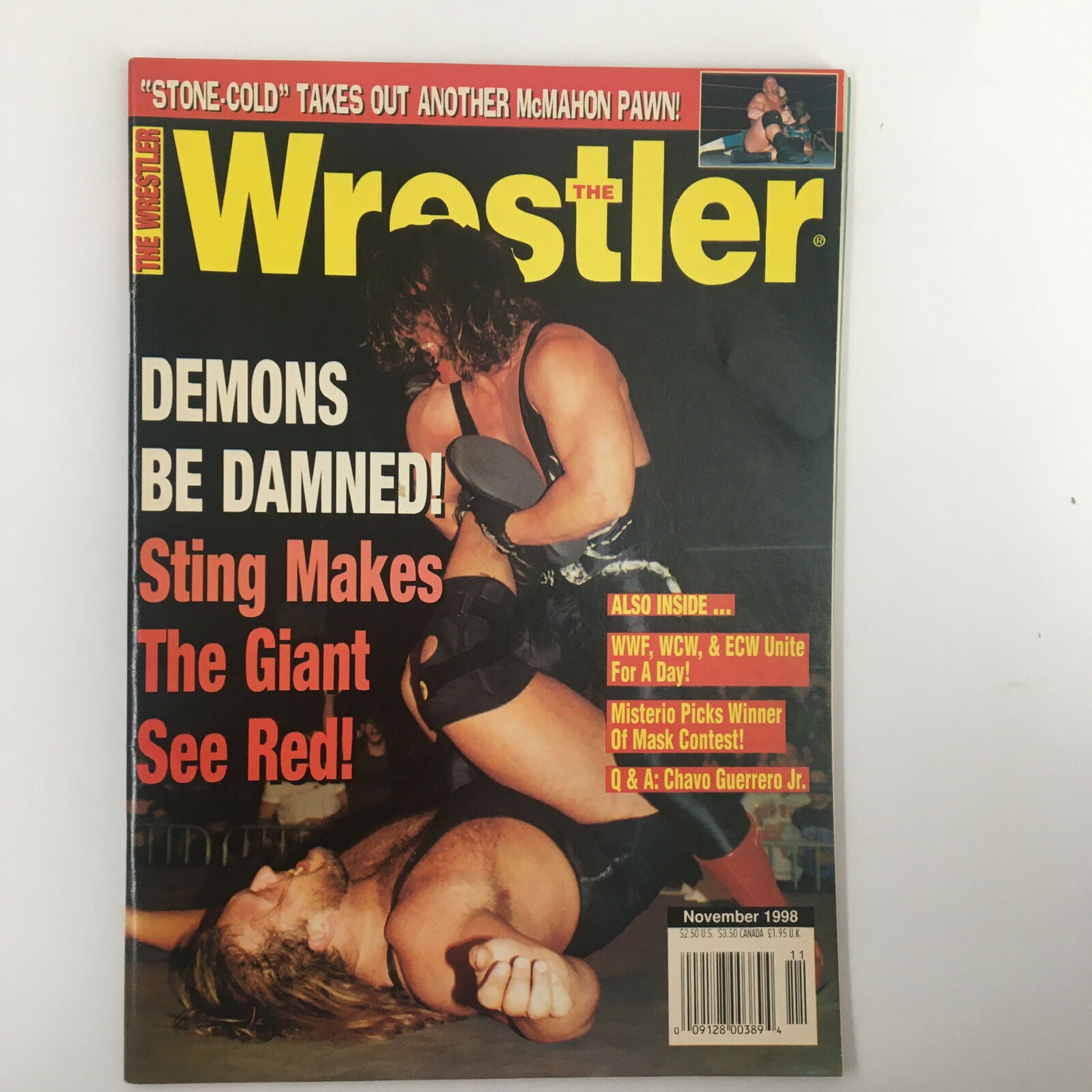 The Wrestler Magazine November 1998 Steve Austin vs Vince McMahon No Label VG