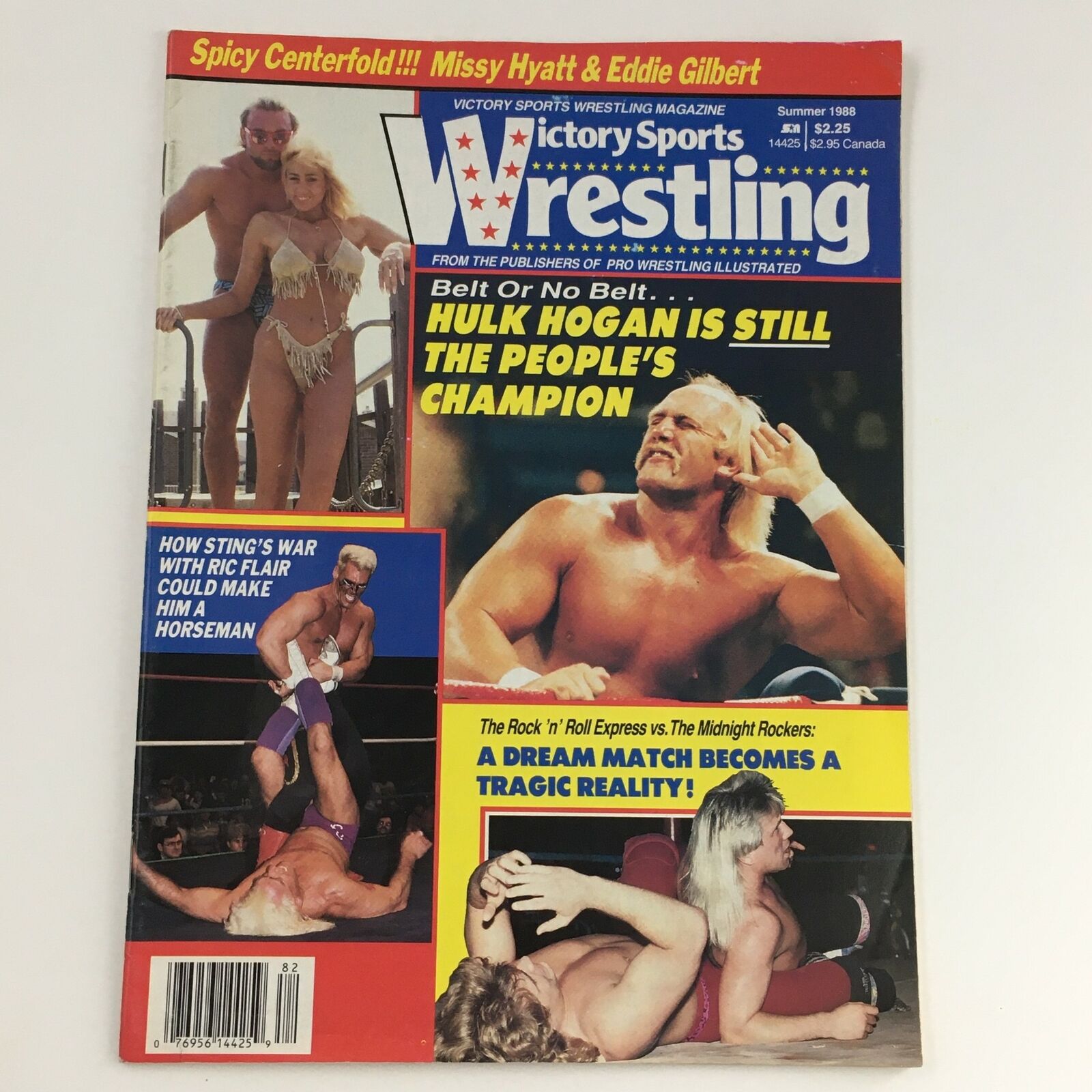Cover of Victory Sports Wrestling Magazine Summer 1988 featuring Hulk Hogan as the People's Champion, showcasing wrestling scenes and a poster inside.