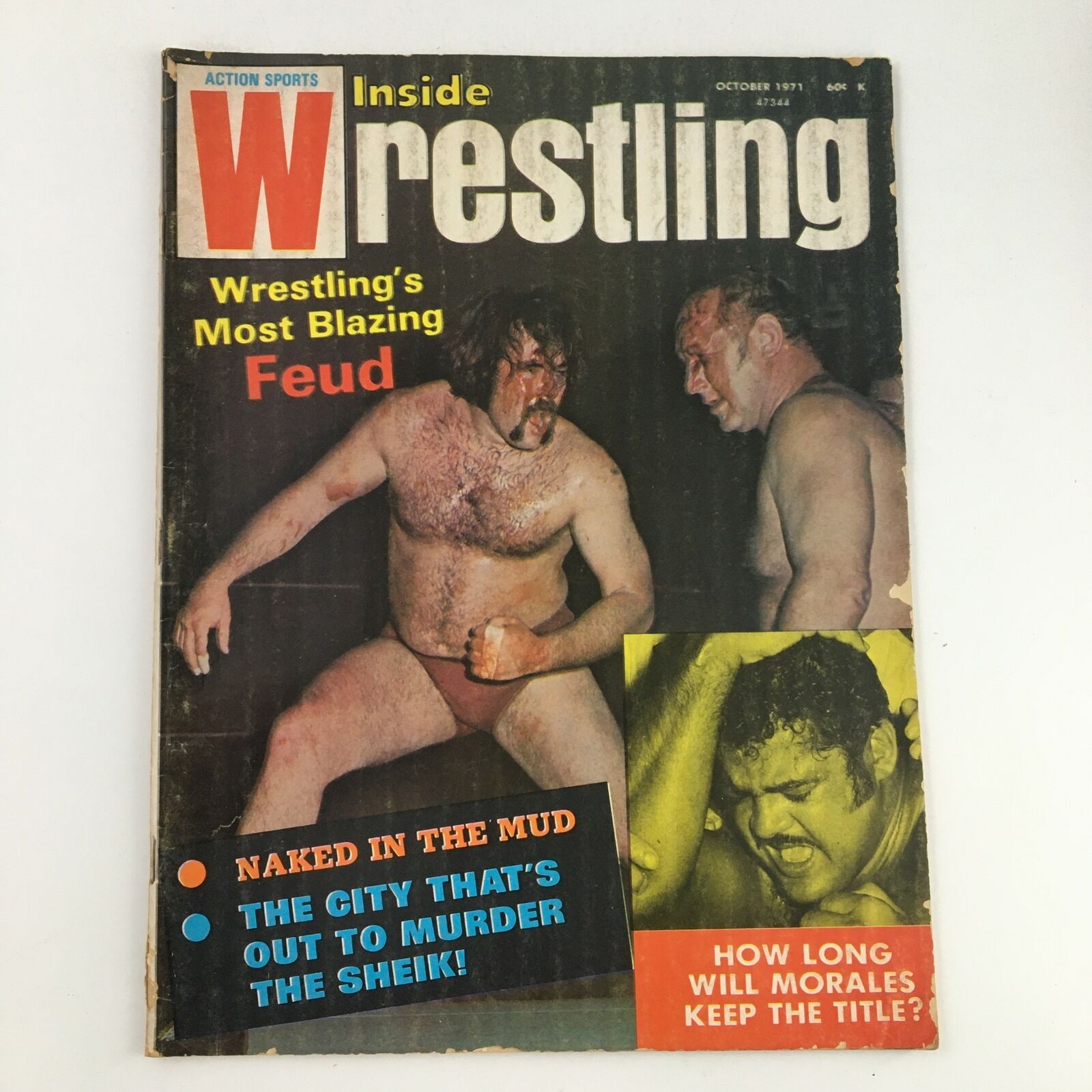 Inside Wrestling Magazine October 1971 Tarzan Taylor & Dory Funk Sr., No Label