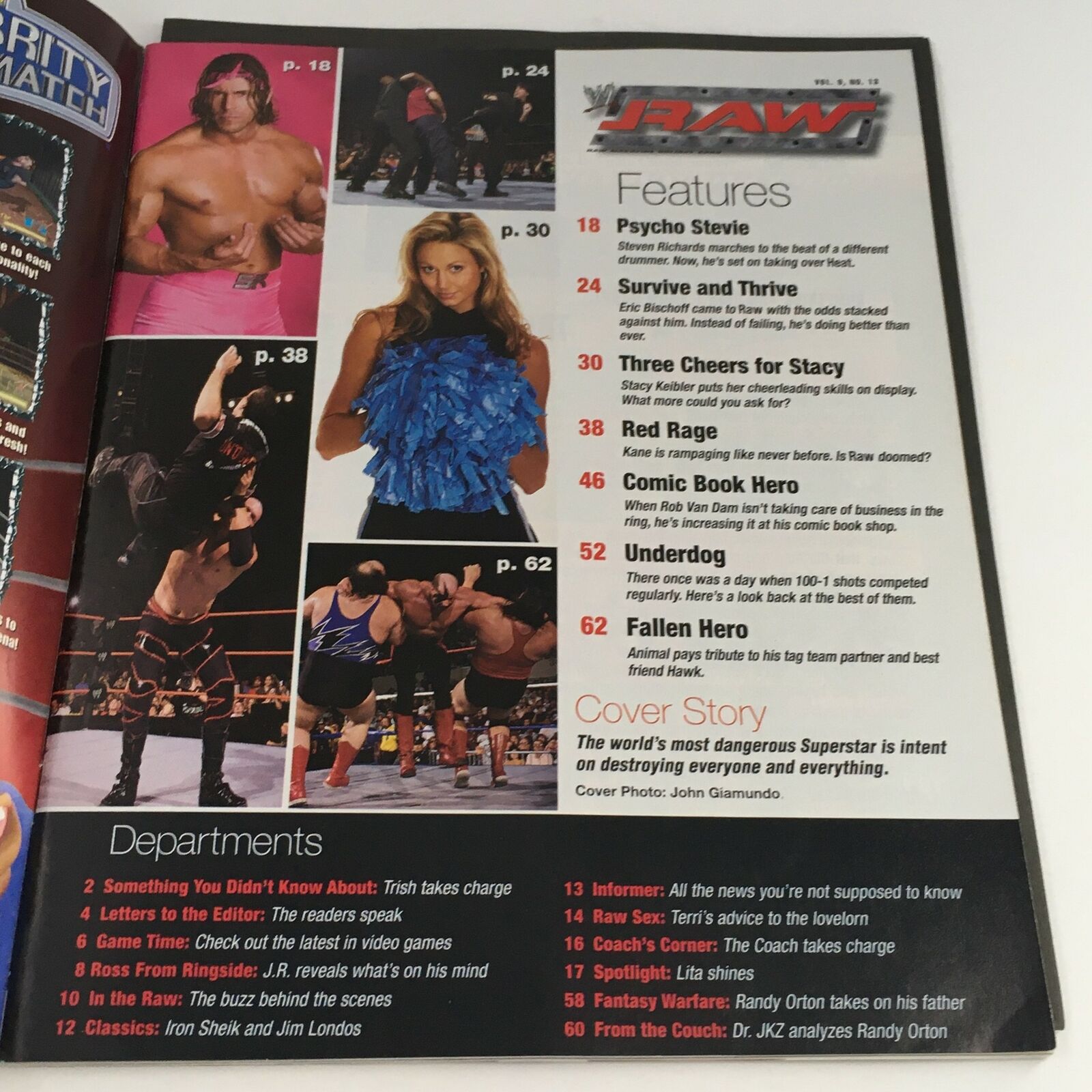 WWE Raw Magazine Holiday 2003 Kane, Stacy Keibler & Randy Orton, No Label VG