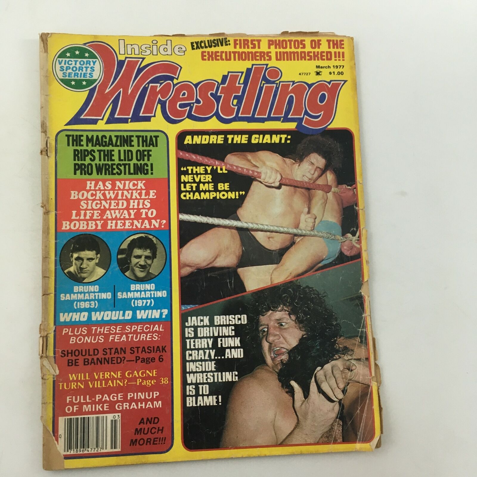 Inside Wrestling Magazine March 1977 Andre the Giant and Jack Brisco, No Label