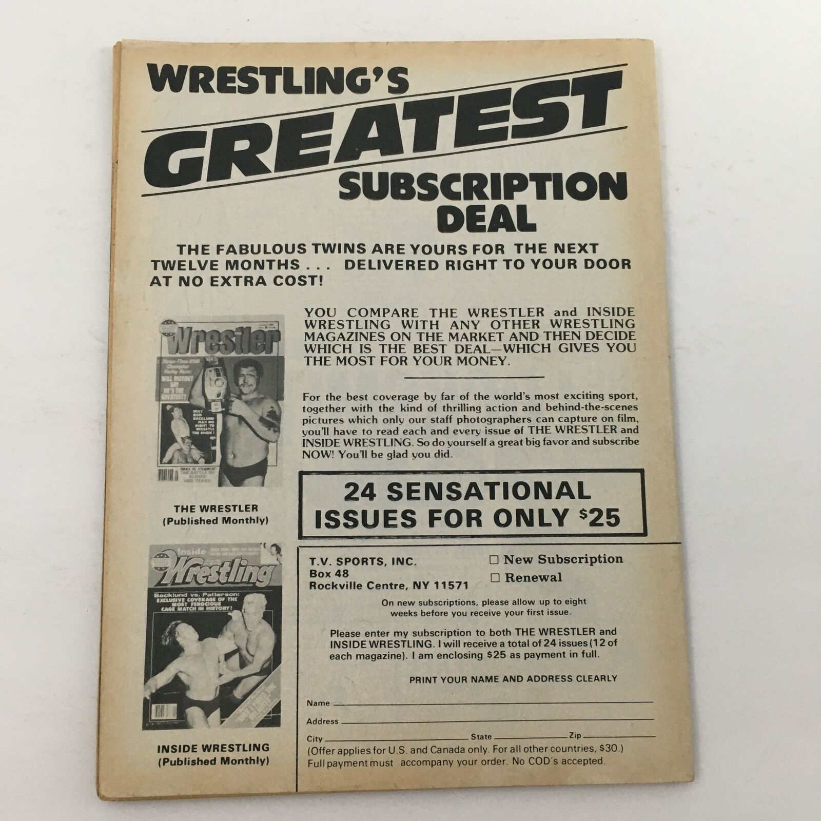 Inside Wrestling Magazine July 1980 Kevin Von Erich and Dusty Rhodes Revenge