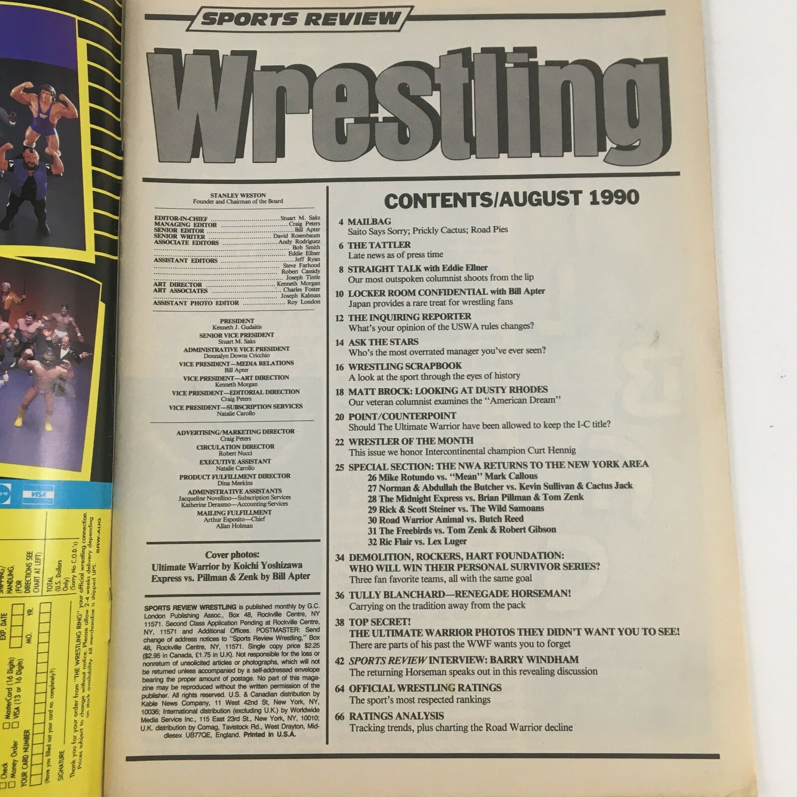 Sports Review Wrestling Magazine August 1990 Tully Blanchard & Barry Windham