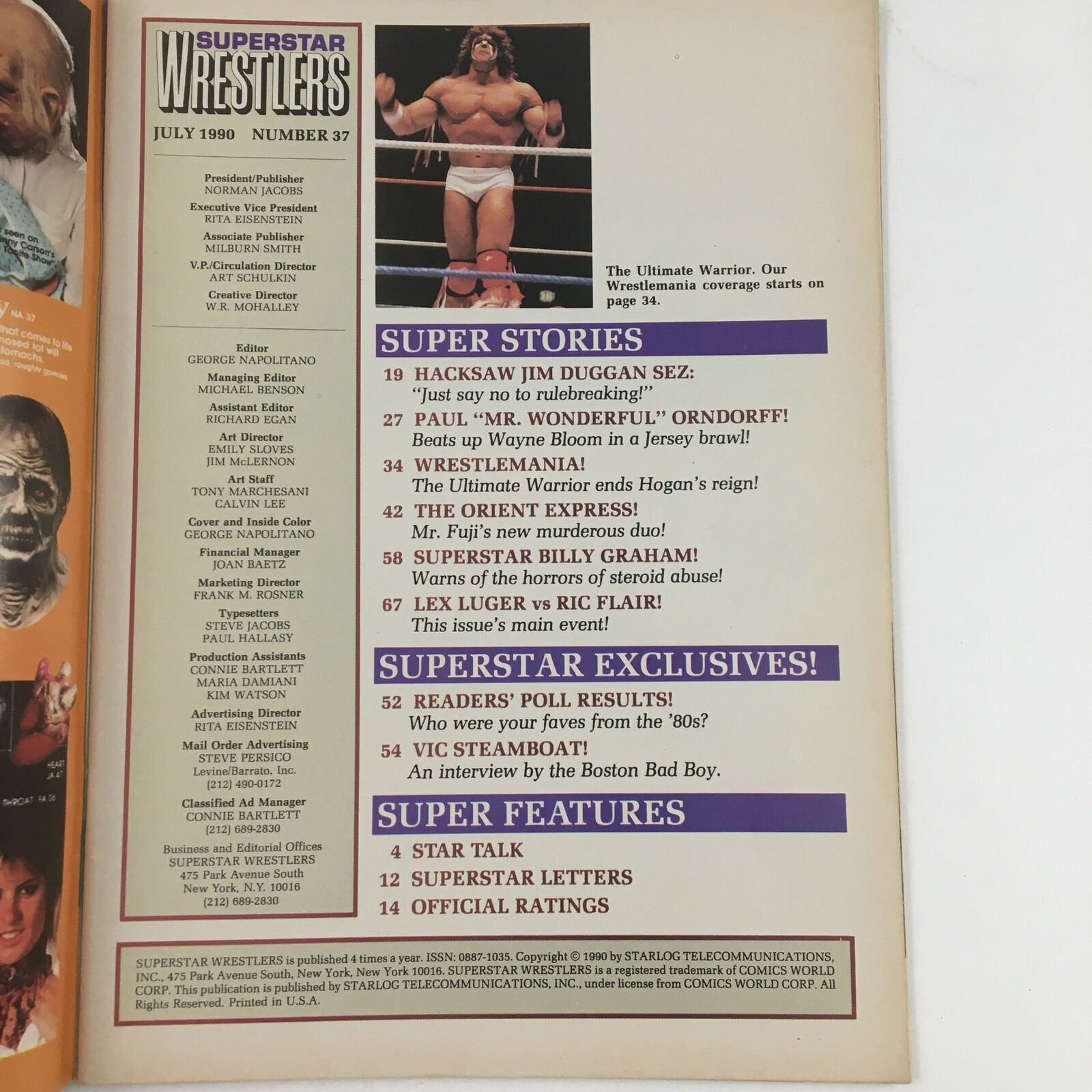 Superstar Wrestlers Magazine July 1990 The Ultimate Warrior The New Champion