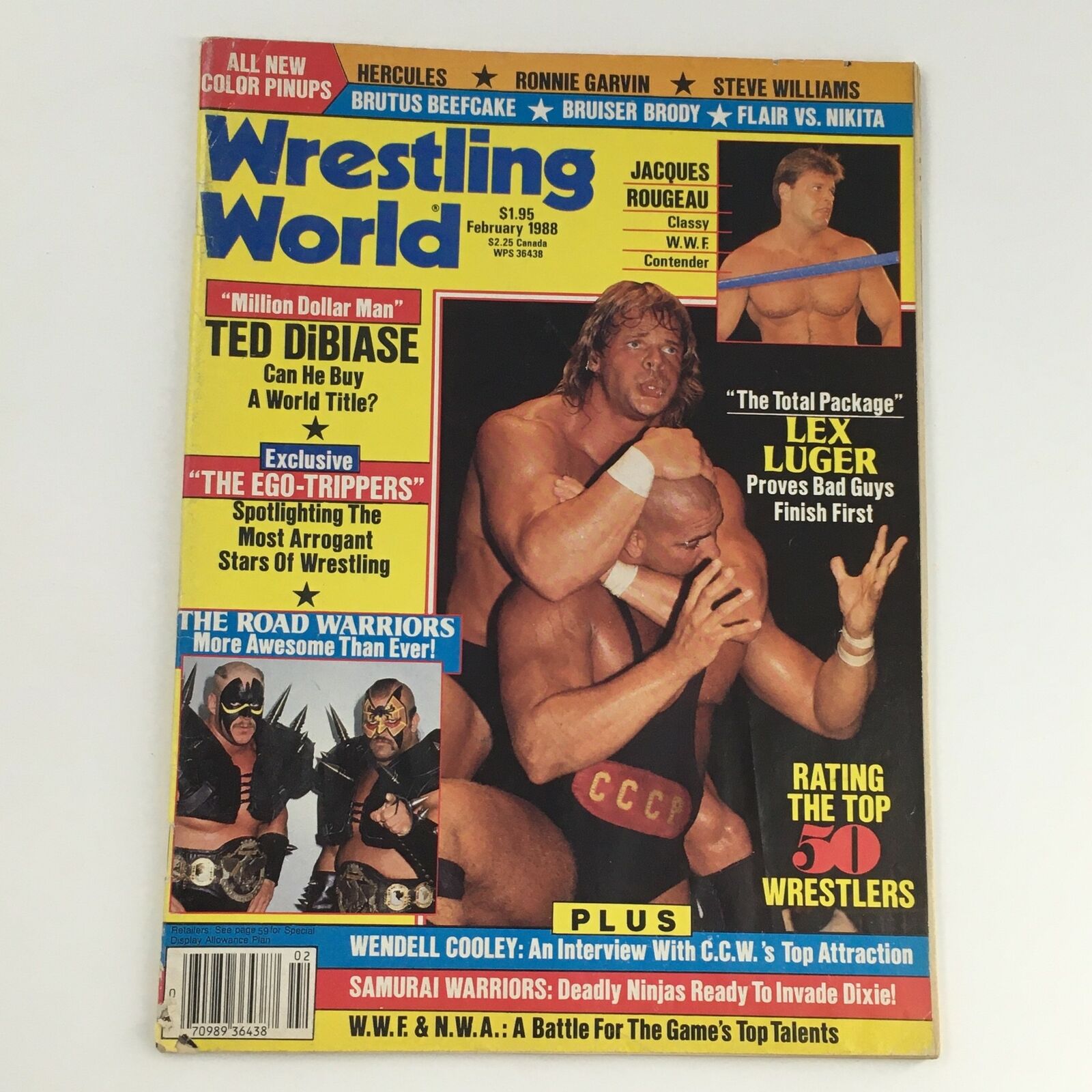 Wrestling World Magazine February 1988 Lex Luger, Ted DiBiase, No Label