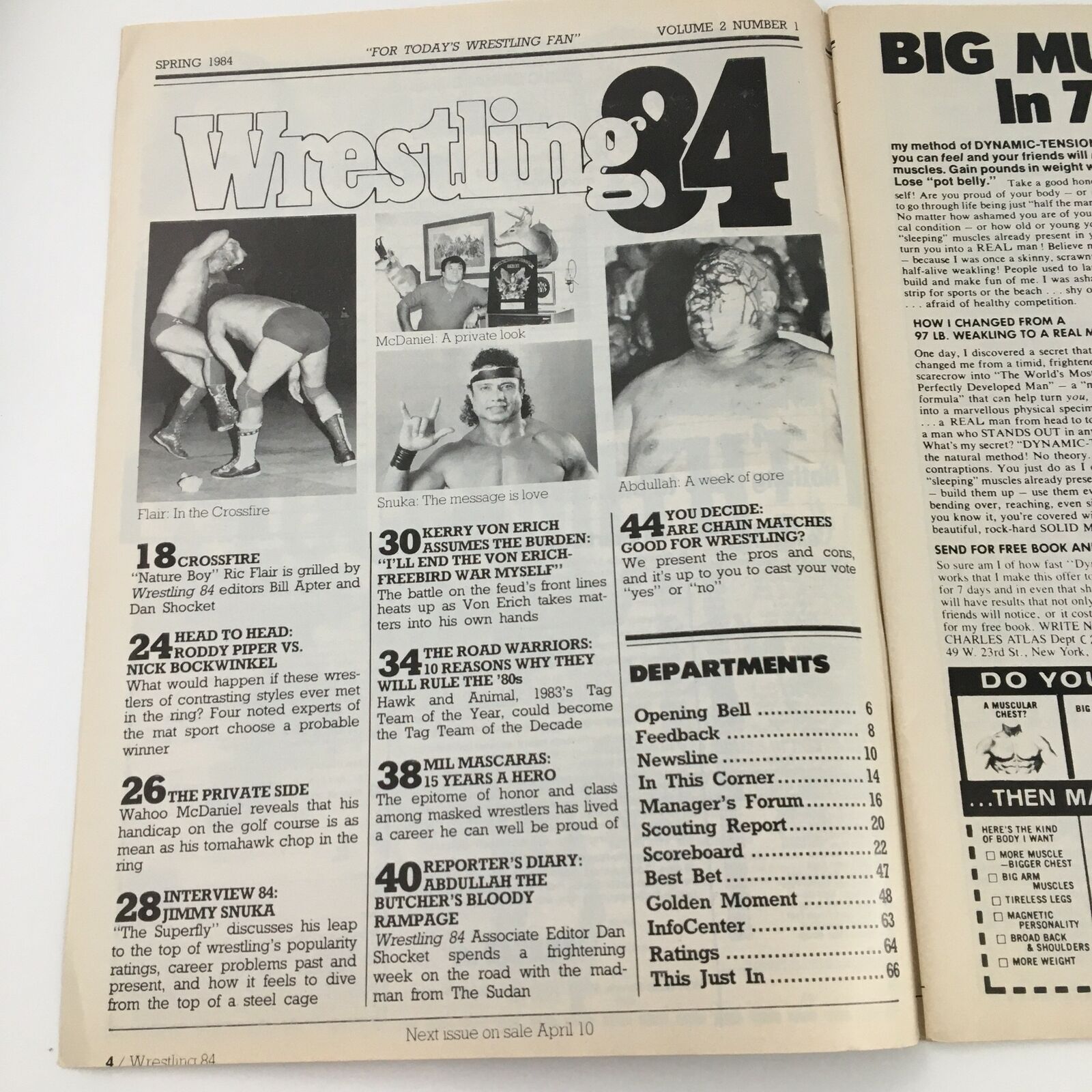 Wrestling Magazine Spring 1984 Jimmy Snuka & Ric Flair, No Label