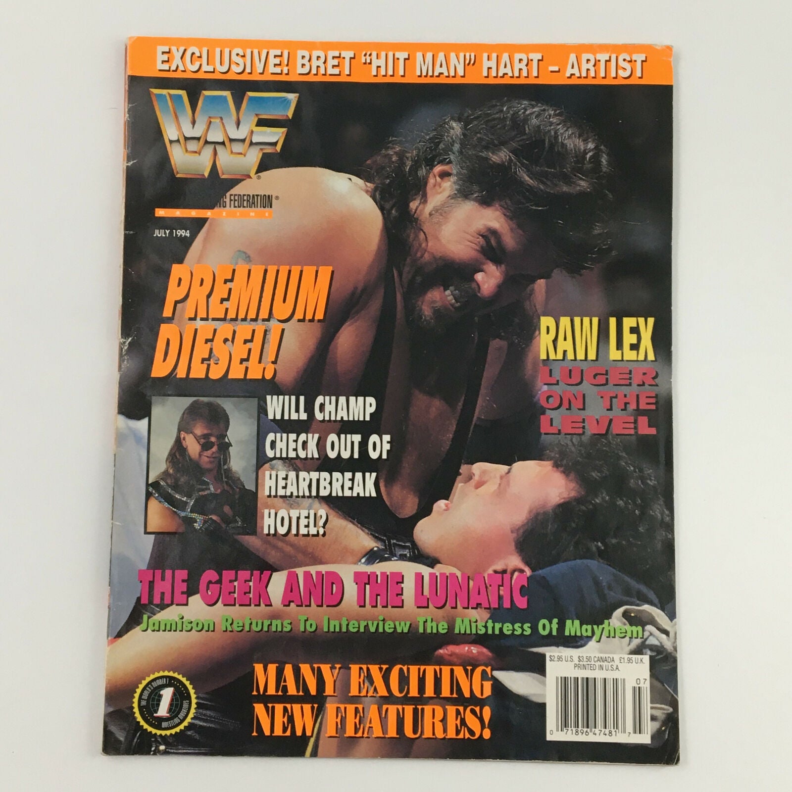 WWF Magazine July 1994 Lex Luger, Diesel, Bret Hart, No Label