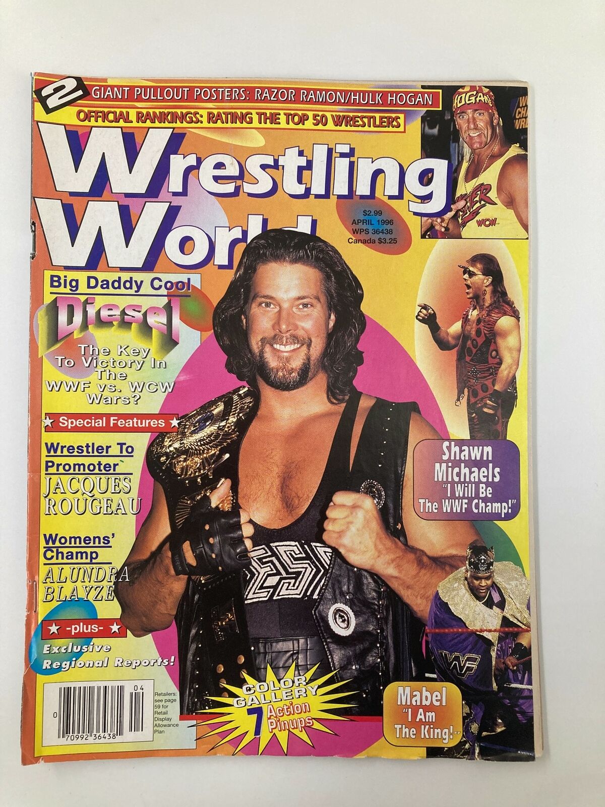 Wrestling World April 1996 Razor Ramon, Hulk Hogan and Shawn Michaels No Label