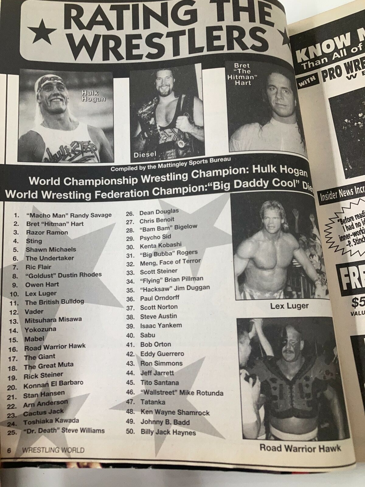 Wrestling World April 1996 Razor Ramon, Hulk Hogan and Shawn Michaels No Label