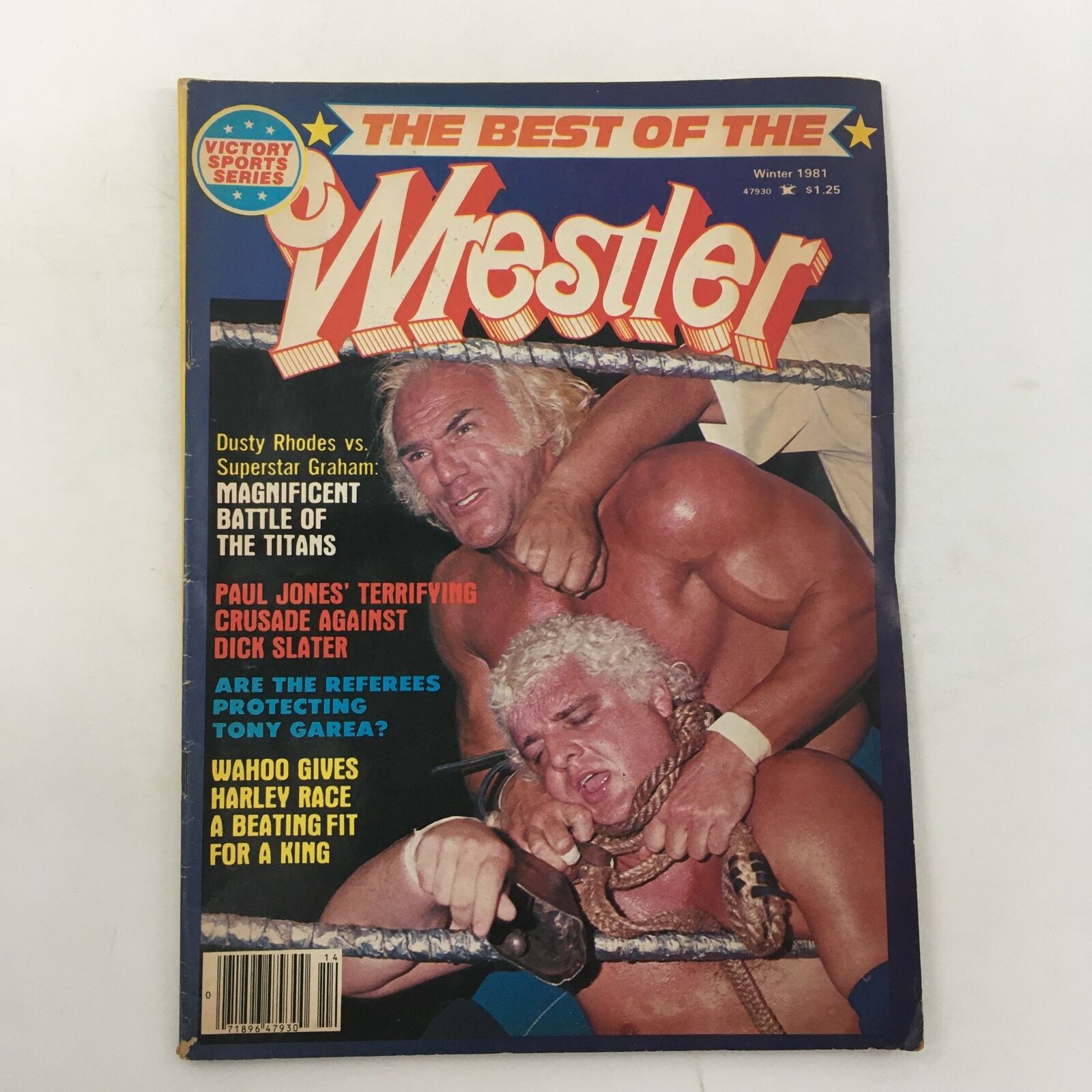 Cover of The Best of the Wrestler Magazine Winter 1981 featuring a wrestling match with Dusty Rhodes and Superstar Graham, highlighting iconic wrestling moments.