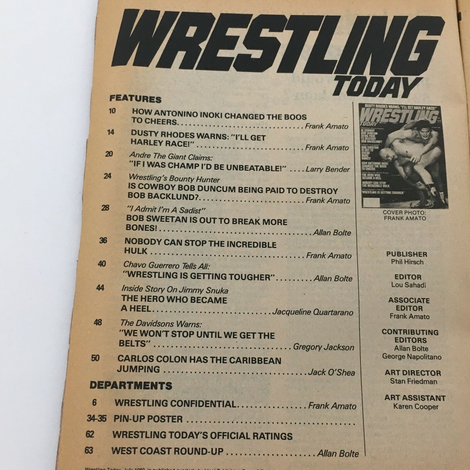 Wrestling Today Magazine 1980 #15 Antonino Inoki Cover and Bod Sweetan Feature